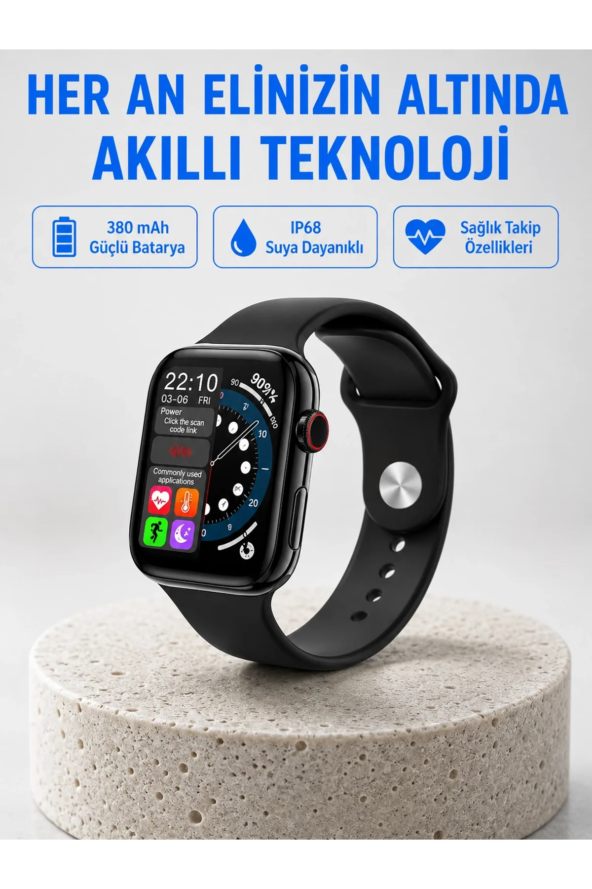 Yüksek Çözünürlüklü 1.9" Akıllı Saat – 5-6 Gün Aktif Kullanım, Şık Ve Modern Tasarım