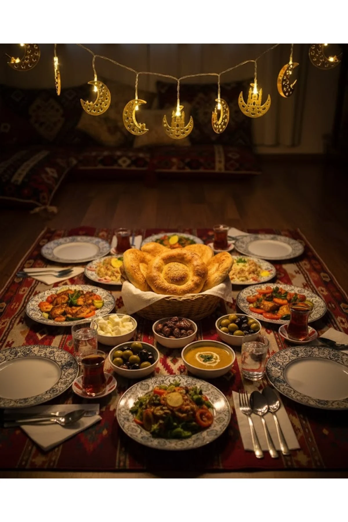 Minareli Hilal Led Işık Gold Metal Gövdeli Pilli Ramazan Dekoru - Just Cheap Store Görsel 5