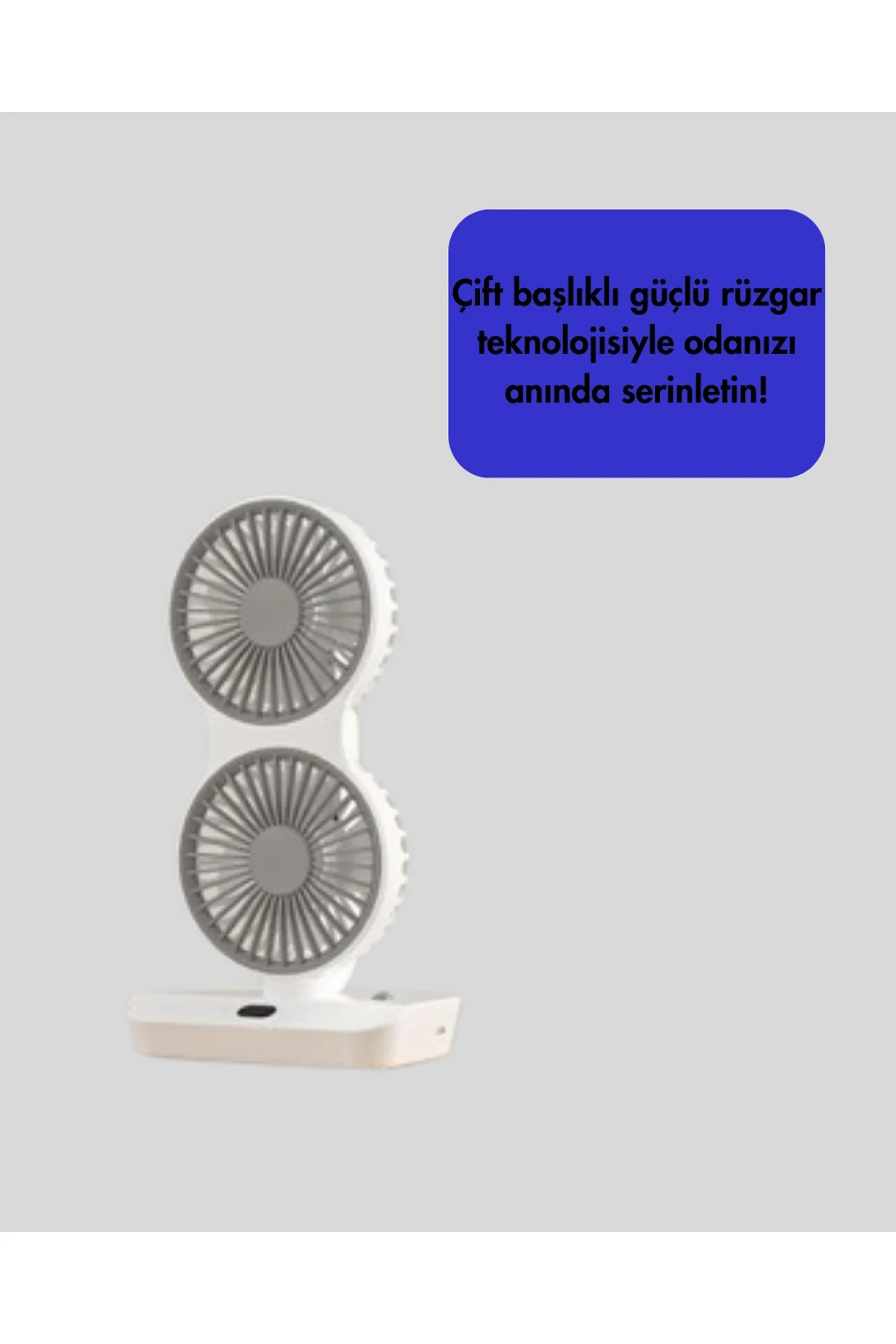 Çift Kafalı Masaüstü Ve Duvar Tipi Sessiz Usb Şarjlı Fan - Just Cheap Store Görsel 3