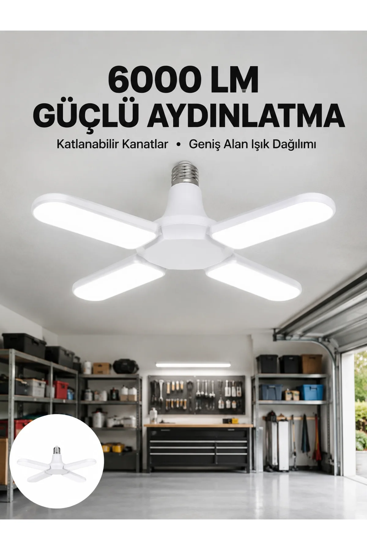 Enerji Tasarruflu Led Ampül 60 Watt 4 Kollu Beyaz Işık Yeni Nesil
