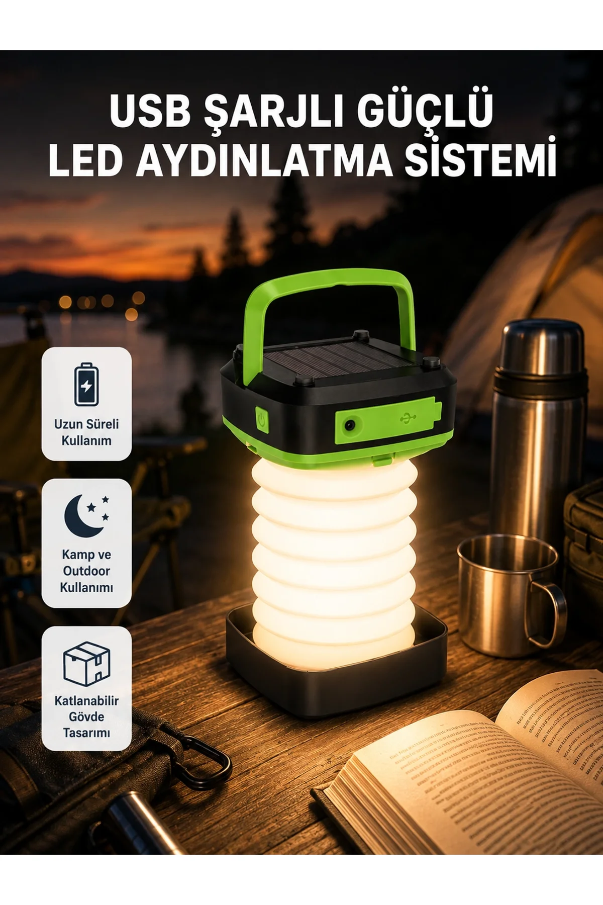 Taşınabilir Şarjlı Led Lamba – Dokunmatik Kontrol, Üç Kademeli Işık Ve Uzun Ömürlü Pil Performansı