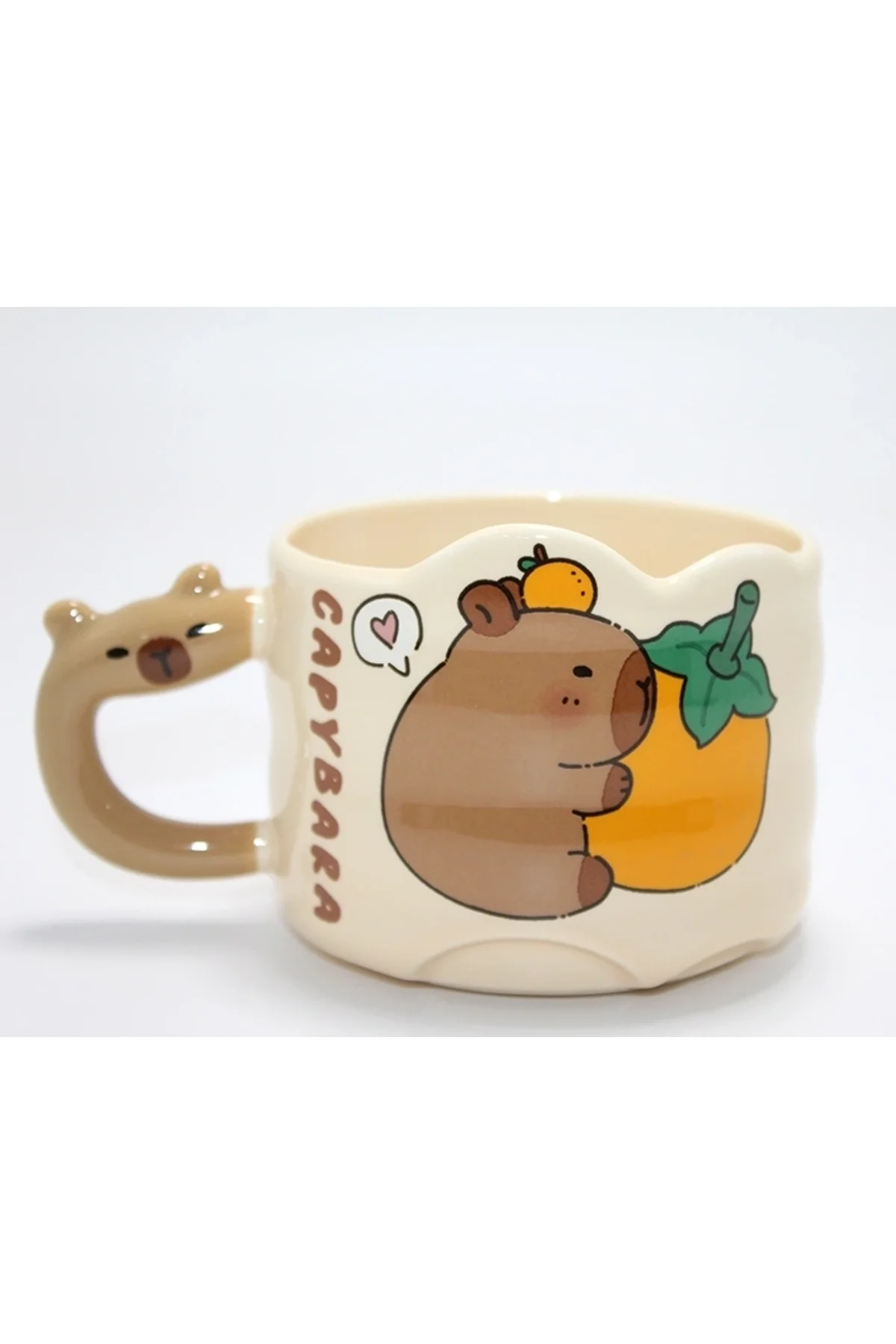 Capybara Figürlü Yayvan Formlu Porselen Kupa Bardak Alk5044