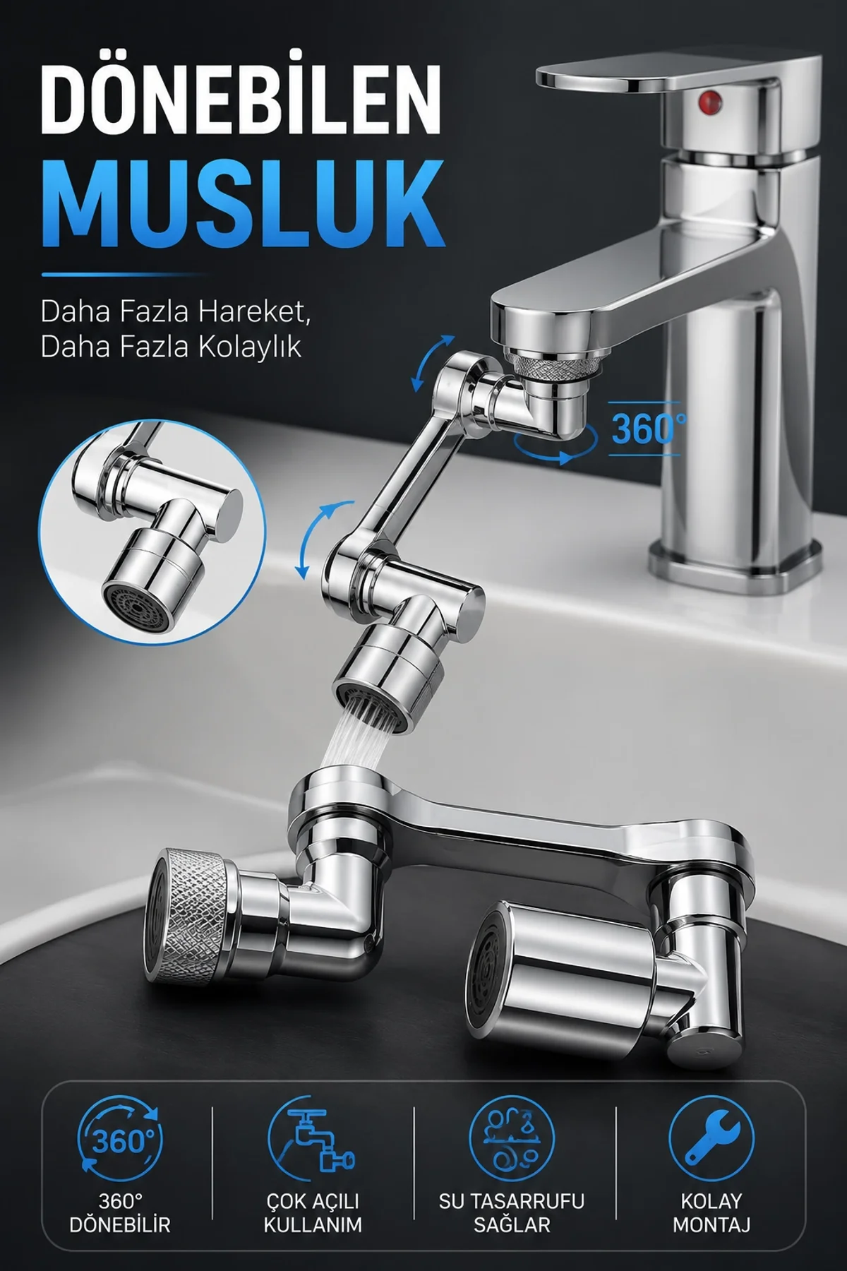 Dönebilen Musluk Özel Su Akış Tasarımı