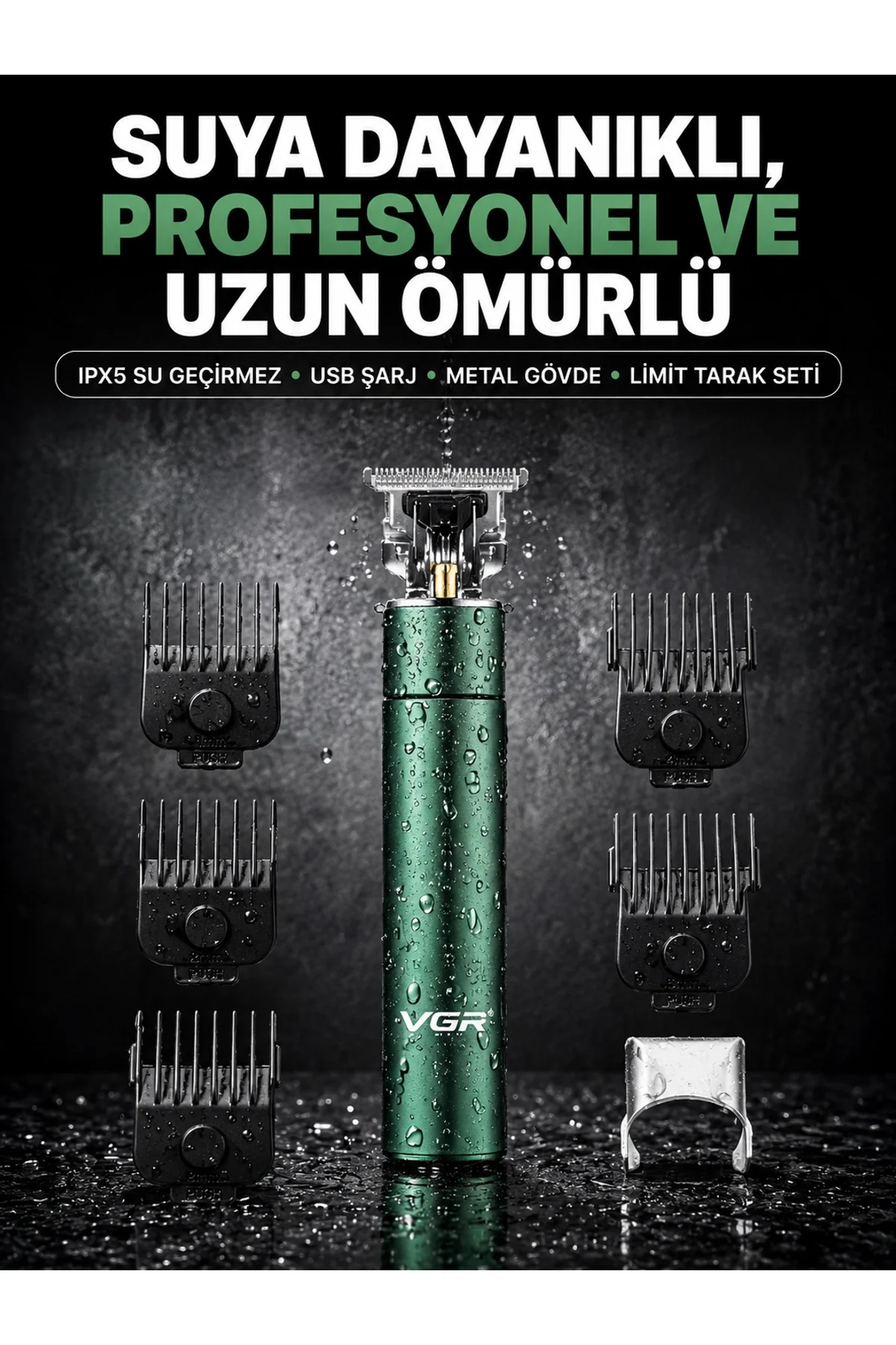 4 Limit Taraklı Ipx5 Su Geçirmez Saç Kesme Makinesi