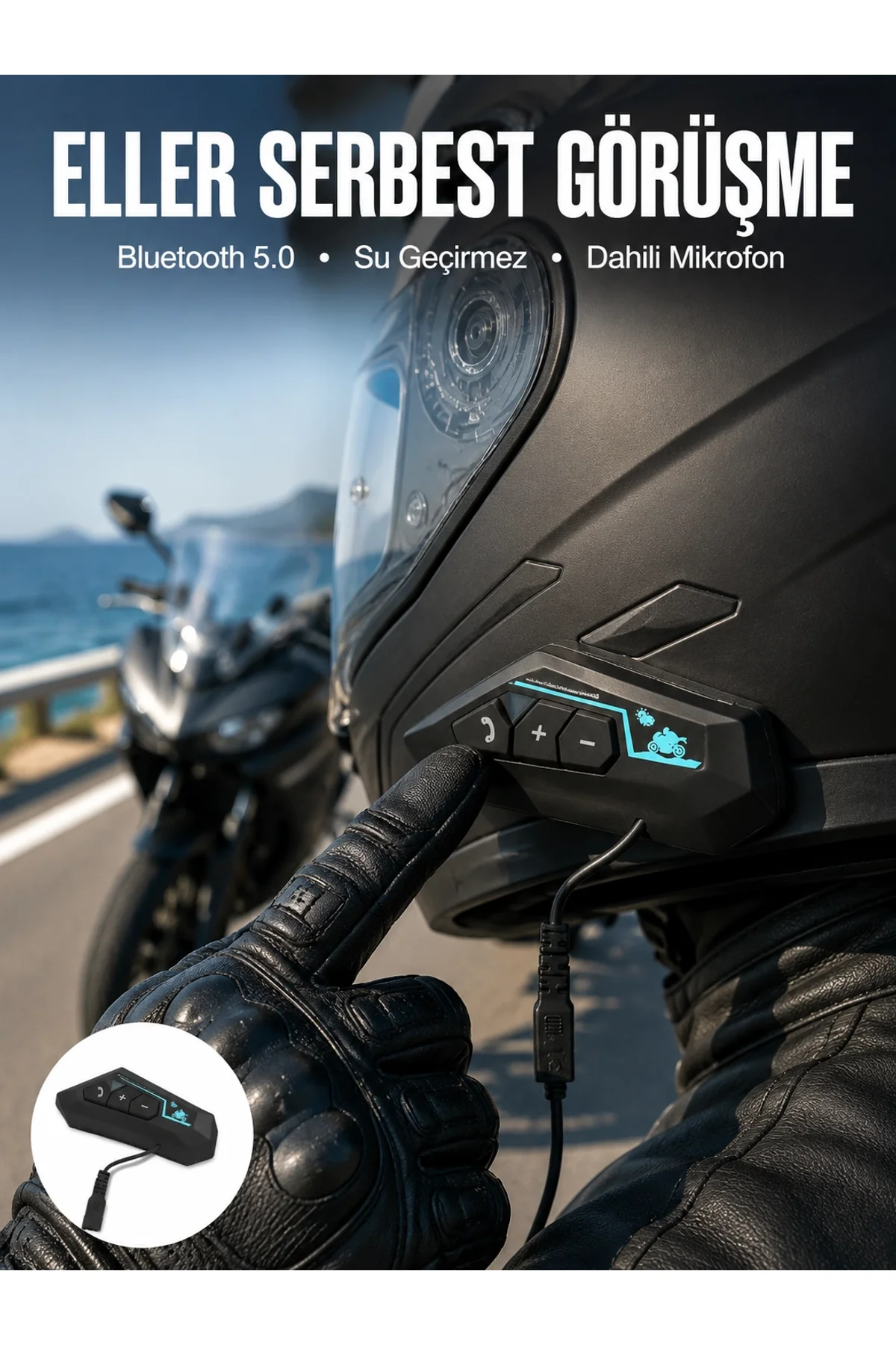 Kask Kulaklığı Motosiklet Intercom Interkom Dinleme Konuşma Özellikli Su Geçirmez