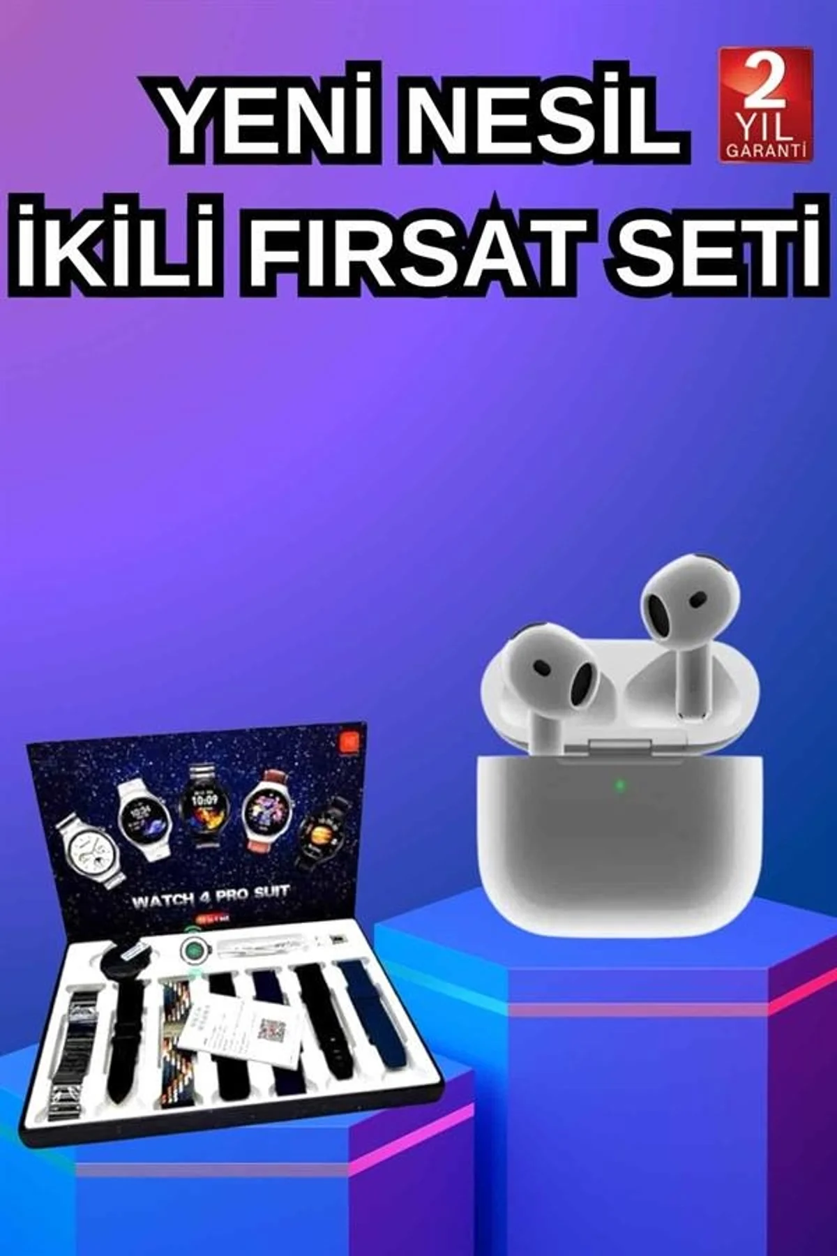 3.nesil Tws Bluetooth Kulaklık Bluetooth Bağlantılı Akıllı Saat Amoled Ekran Plastik Hasır Kordon - Just Cheap Store Görsel 2