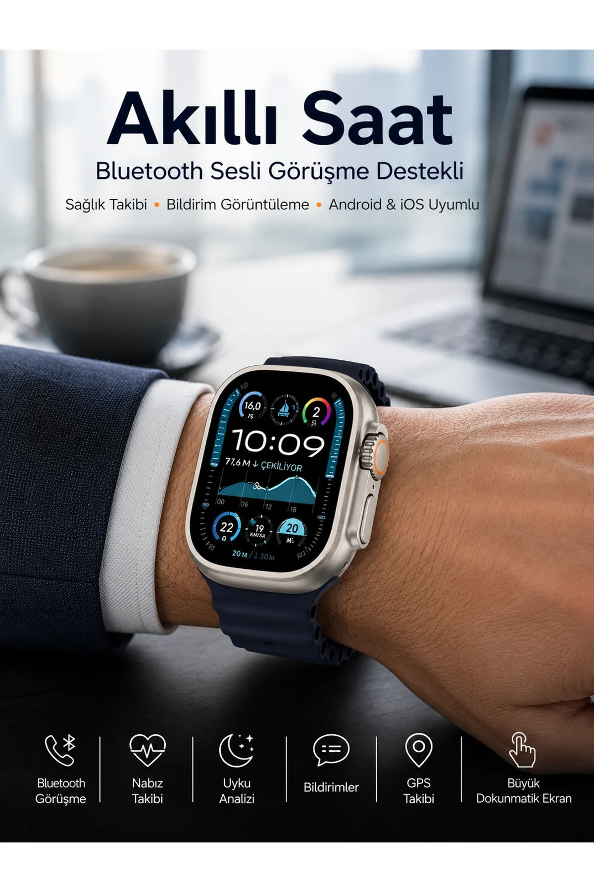 Akıllı Saat Sesli Görüşme Titreşimli Gps Bağlantısı Müzik Dinleme Sosyal Medya Bildirimleri Yeni Nes