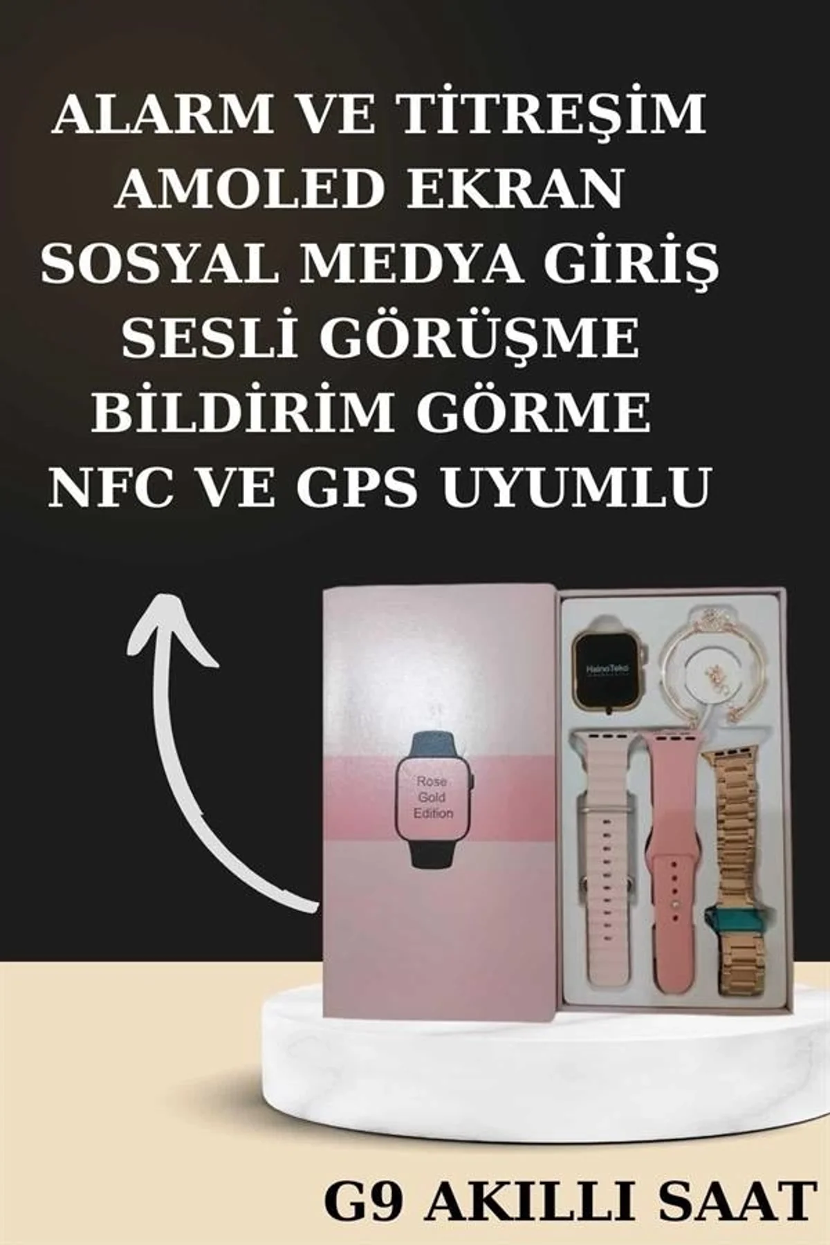 Nabız Ölçer Hediye Bileklikli Akıllı Saat Ve Dijital Göstergeli Bluetooth Kulaklık Çoklu Şarj Girişi - Just Cheap Store Görsel 3