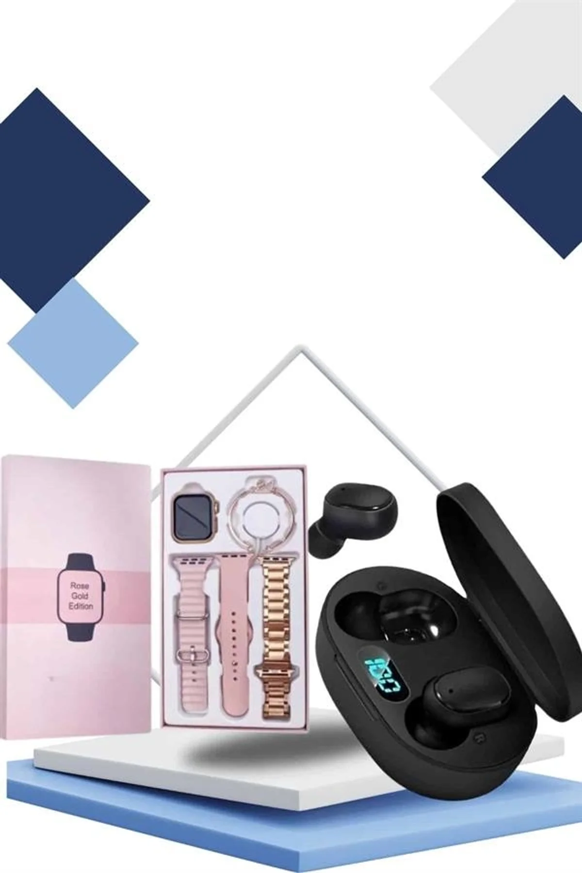 Nabız Ölçer Hediye Bileklikli Akıllı Saat Ve Dijital Göstergeli Bluetooth Kulaklık Çoklu Şarj Girişi - Just Cheap Store Görsel 5