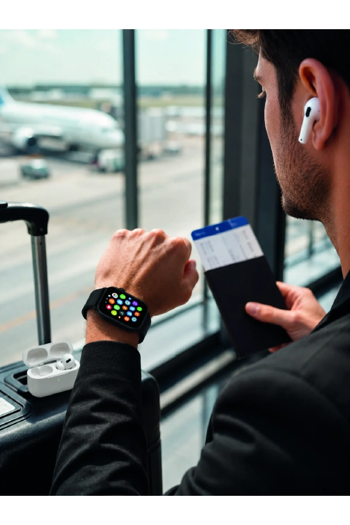 Bluetooth Arama Özellikli Akıllı Saat Seti Kablosuz Kulaklık Hediyeli, Android &amp; İos Uyumlu - Just Cheap Store Görsel 4