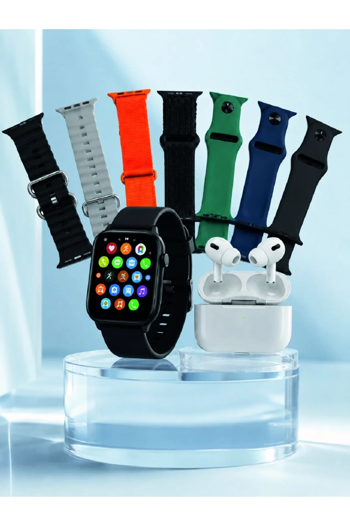 Bluetooth Arama Özellikli Akıllı Saat Seti Kablosuz Kulaklık Hediyeli, Android &amp; İos Uyumlu - Just Cheap Store Görsel 2