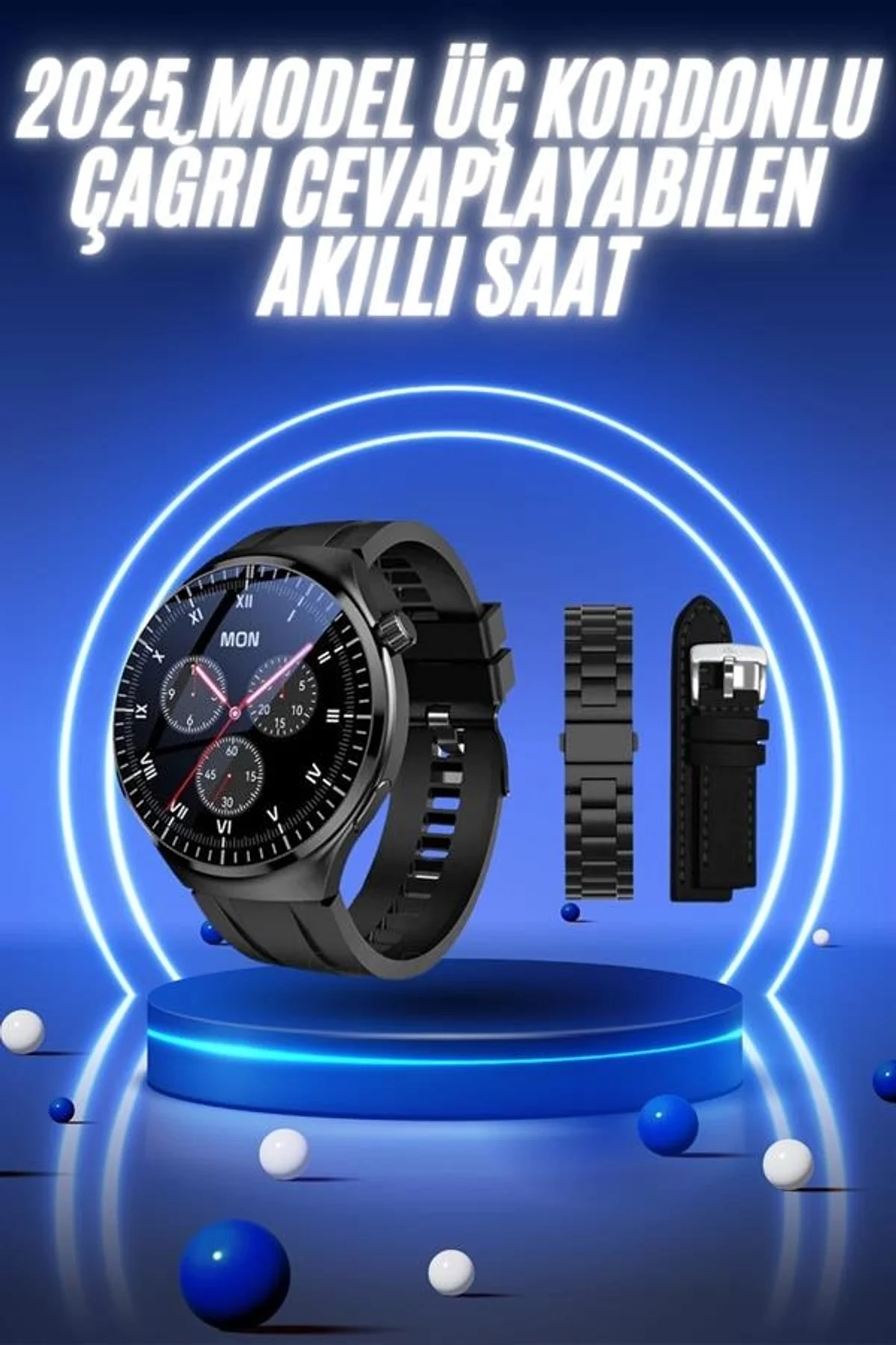 Akıllı Saat Yeni Nesil Üç Kordonlu Nabız Ölçer Çağrı Cevaplama - Just Cheap Store Görsel 2