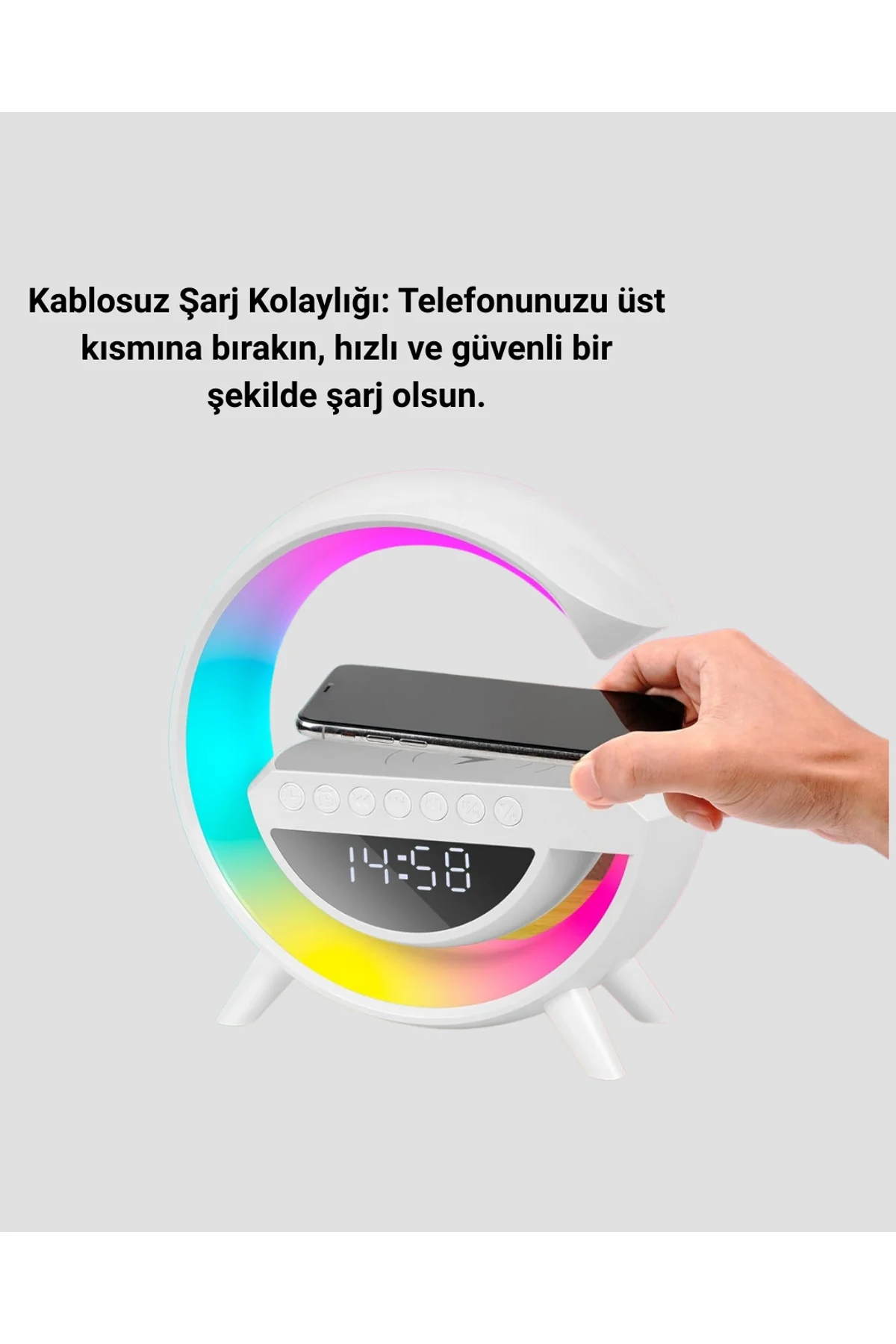 Kablosuz Şarjlı Led Masa Lambası Çalar Saat Ve Beyaz Gürültü Özellikli - Just Cheap Store Görsel 3