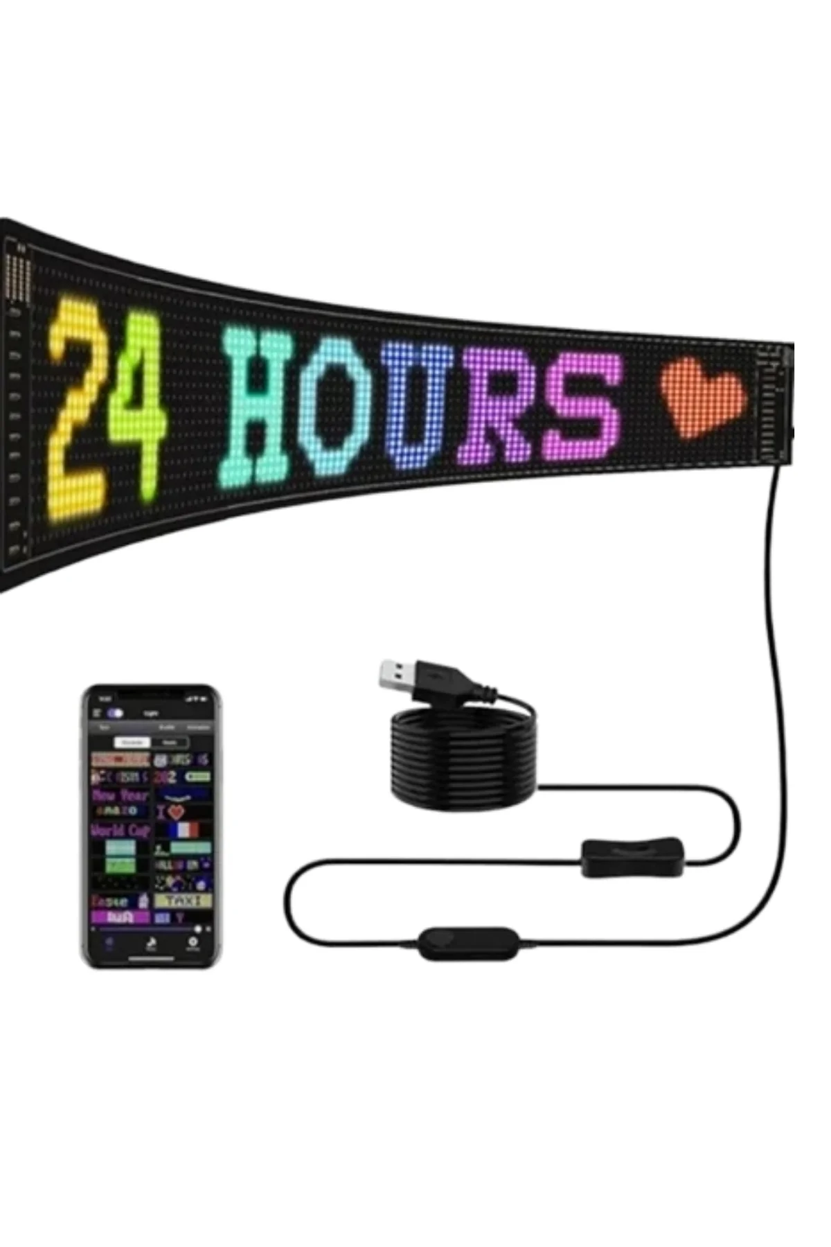 60 Cm Led Matrix Panel 16x96 Piksel Bluetooth Kontrollü Rgb Kayan Yazı Ekranı - Just Cheap Store Görsel 4