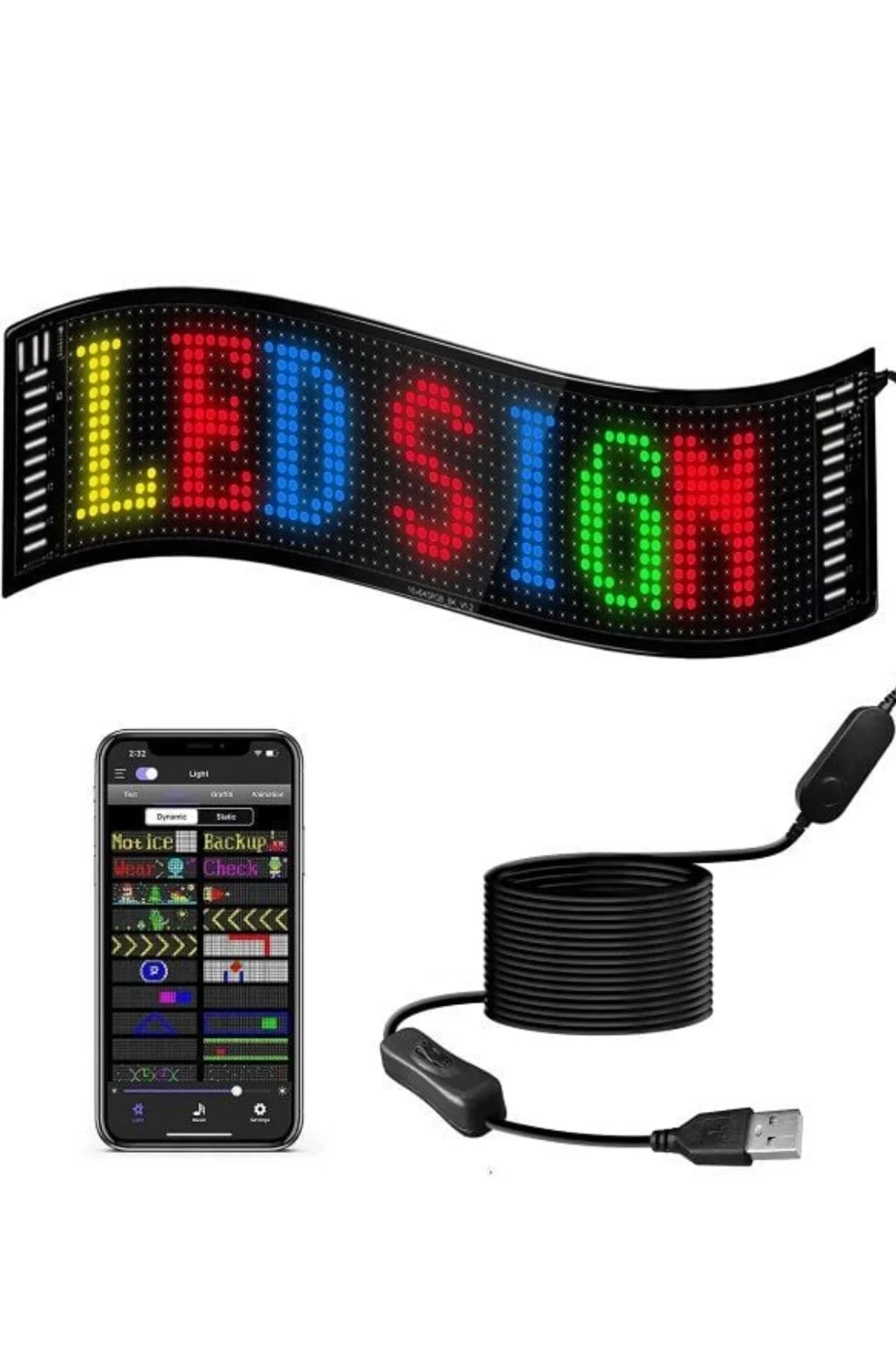 16x96 Led Yazı Paneli 60 Cm Esnek Rgb Işıklı Programlanabilir Ekran - Just Cheap Store Görsel 2