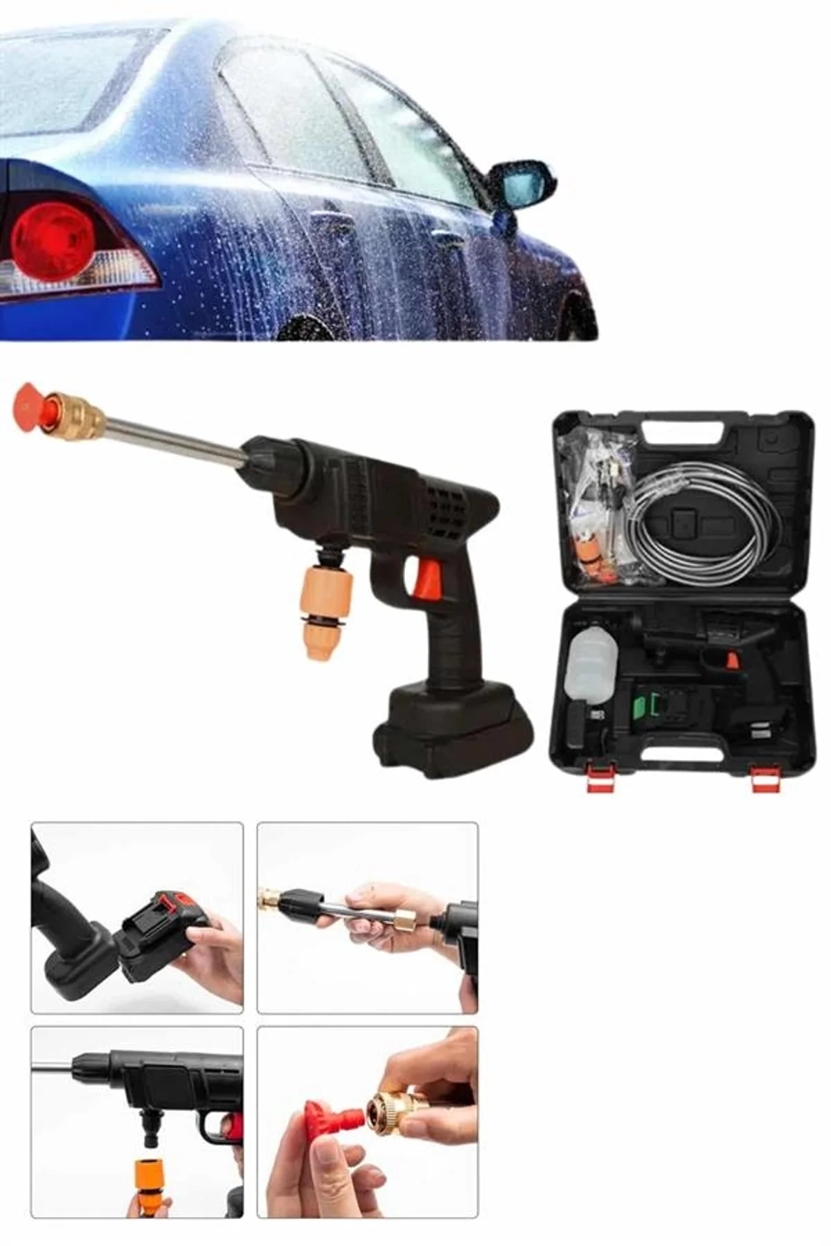 Bahçe Sulama Tabancası Makinesi Yüksek Basınçlı Akülü Yıkama Makinesi - Just Cheap Store Görsel 5