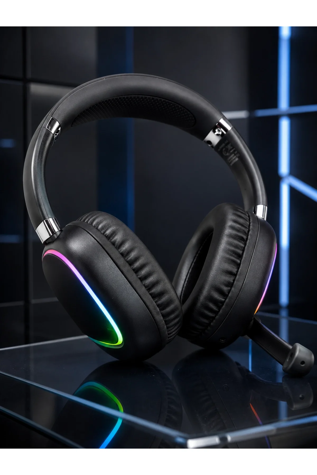 Bluetooth 5.0 Kablosuz Kulak Üstü Kulaklık Mikrofonlu Rgb Aydınlatmalı - Just Cheap Store Görsel 2