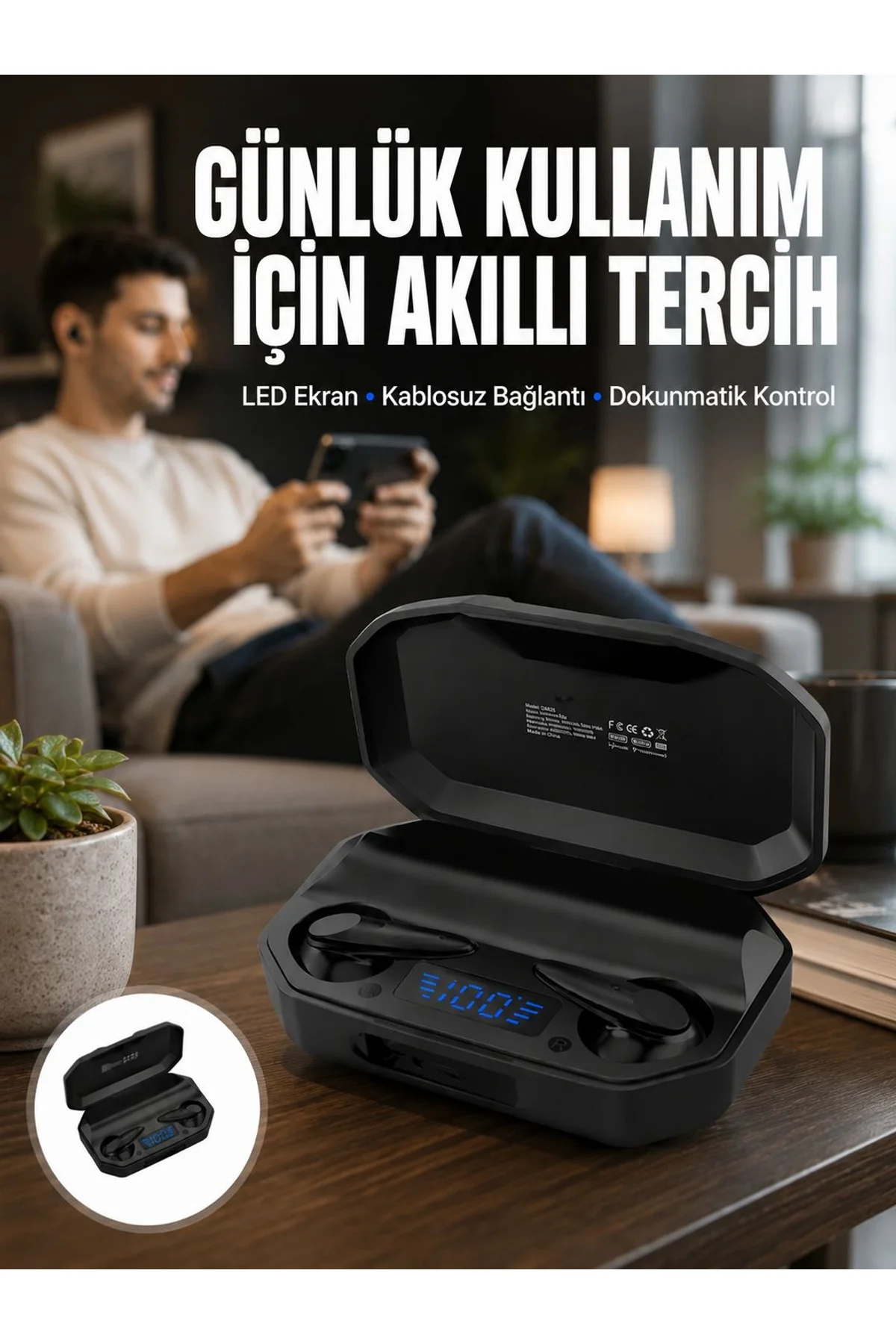 Kulak İçi Bluetooth Kulaklık Rgb Işıklı Çift Mikrofonlu İos/android Uyumlu Bt 5.2 Yeni Nesil