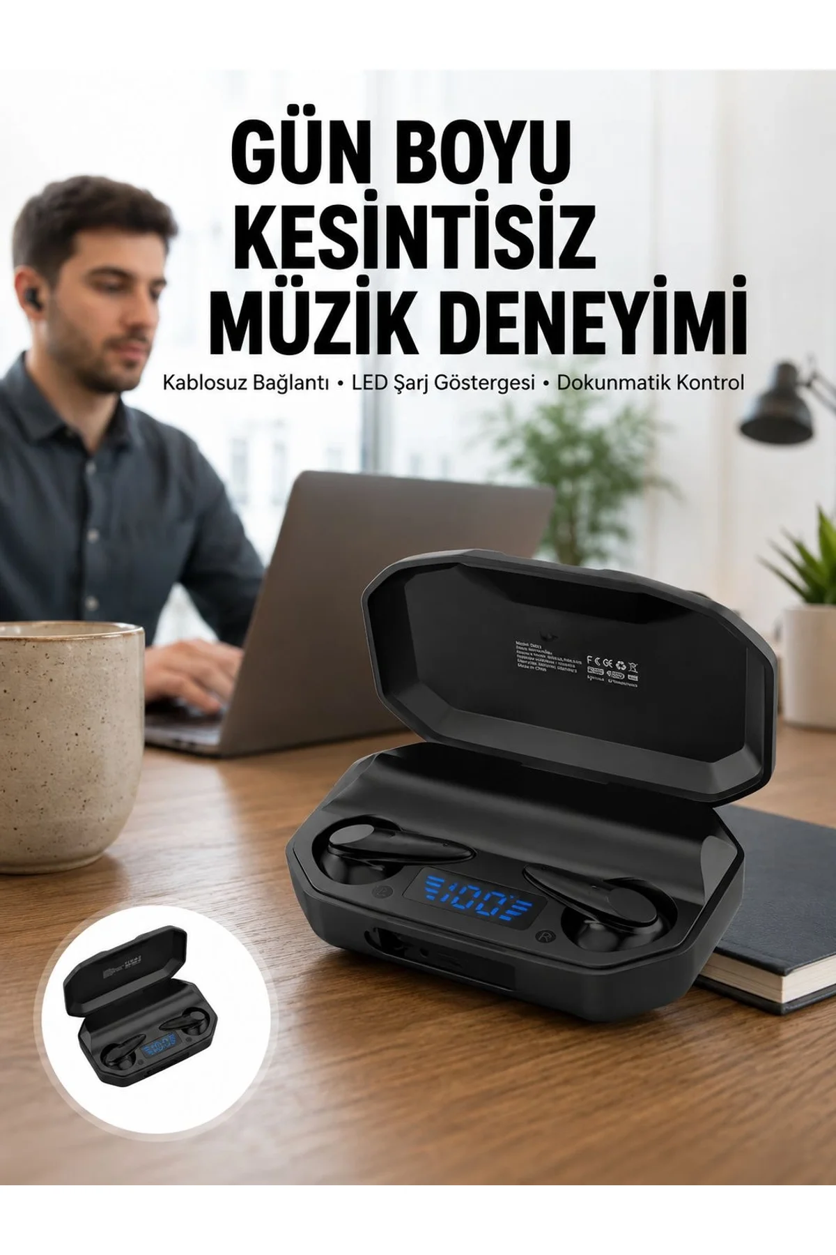 Kulaklık Bluetooth 5.2 Kablosuz Kulakiçi Rgb Işıklı Çift Mikrofonlu Yeni Nesil