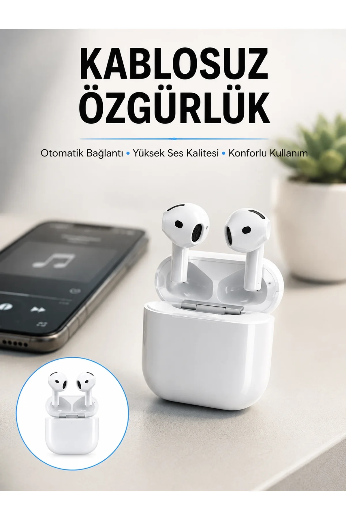 4.nesil Bluetooth Kulaklık Yüksek Ses Kaliteli Dokunmatik Kontrol Özellikli Yeni Nesil