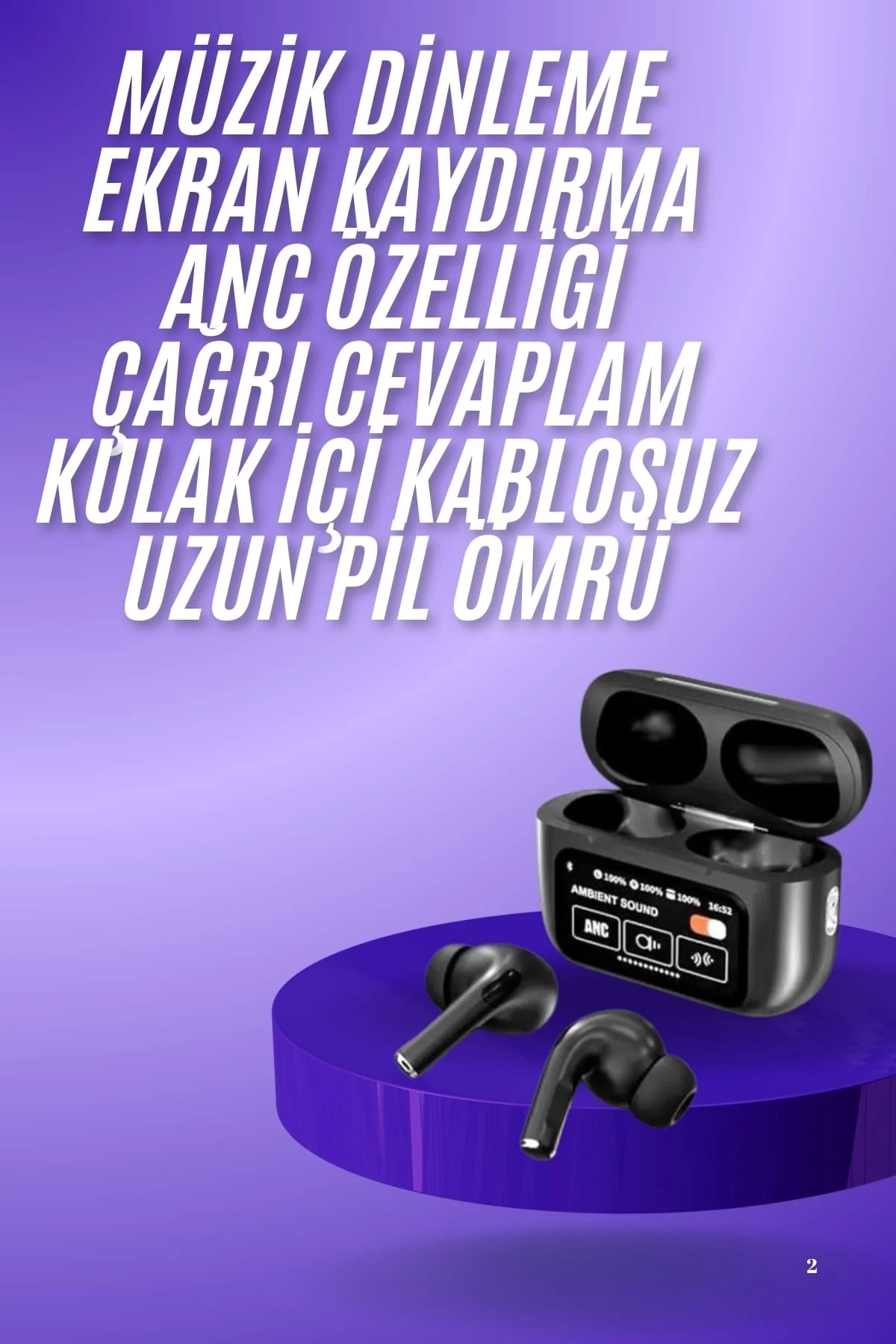 2.nesil Pro Ekranlı Sesli Görüşme Yapabilen Kablosuz Bluetooth Kulaklık Yeni Nesil - Just Cheap Store Görsel 2
