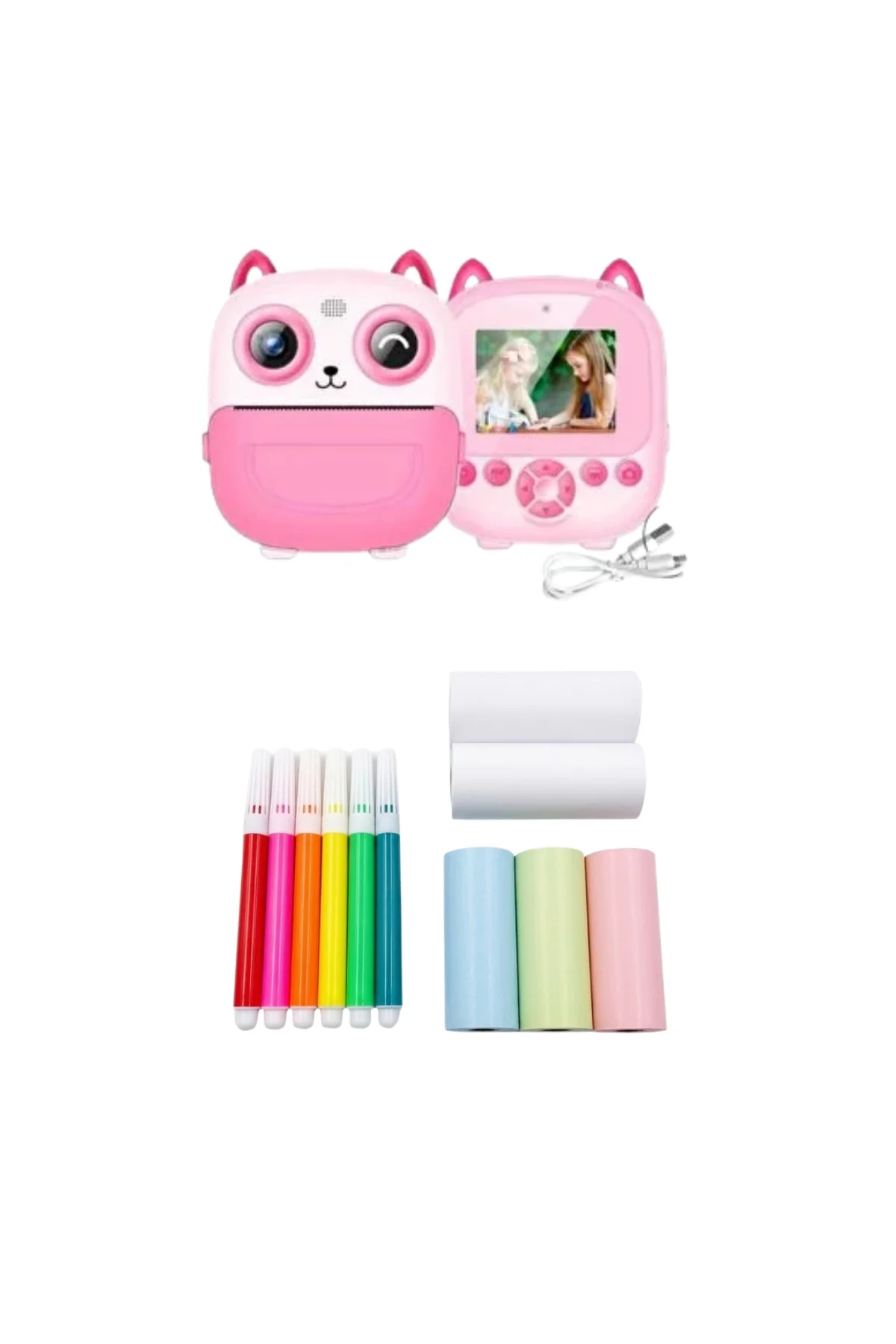 Çocuklar İçin Anında Baskılı Kamera 6 Renk Kalem 5 Rulo Kağıt Hediyeli Eğitici Eğlenceli Fotoğraf Ma - Just Cheap Store Görsel 5