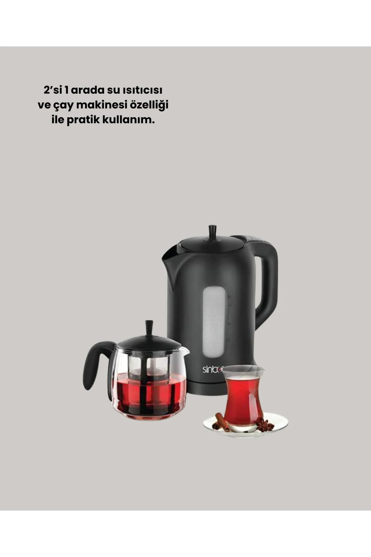 0,9 L Cam Demlik Ve 1,7 L Su Haznesi İle Çay Keyfi Yeni Nesil - Just Cheap Store Görsel 4