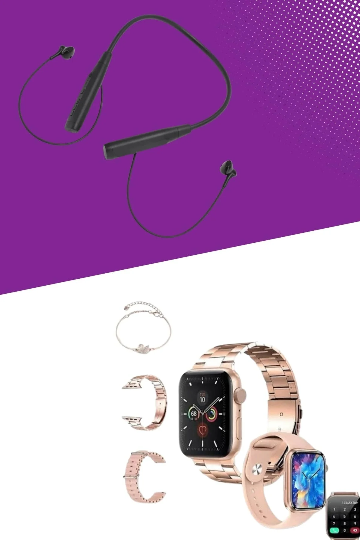 Kablolu Bluetooth Kulaklık Ve Kadınlara Özel Bileklik Hediyeli Yeni Nesil Akıllı Saat 3 Kordonlu - Just Cheap Store Görsel 4