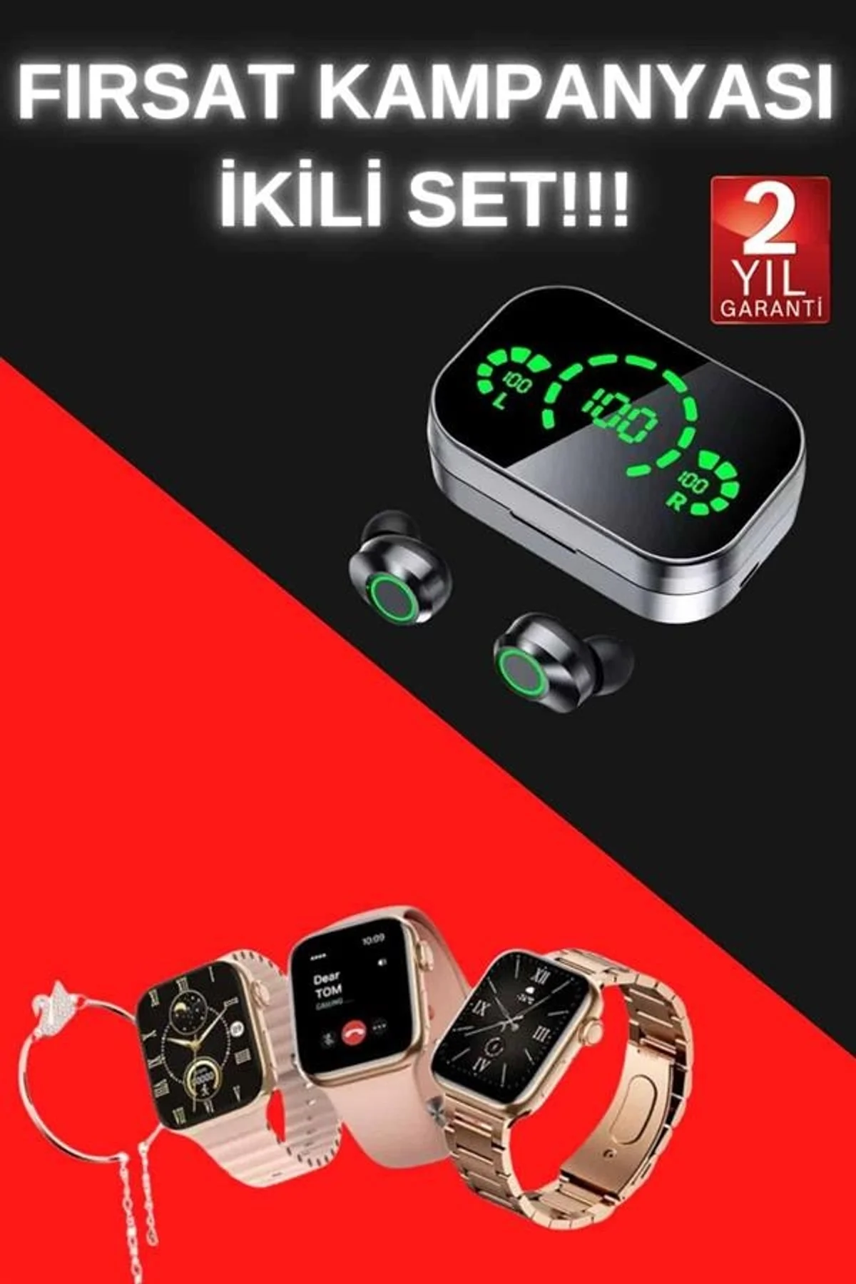 Yeni Nesil Kaliteli Akıllı Saat Ve Kablosuz Bluetooth Kulaklık Yüksek Ses Kaliteli Yeni Nesil - Just Cheap Store Görsel 2