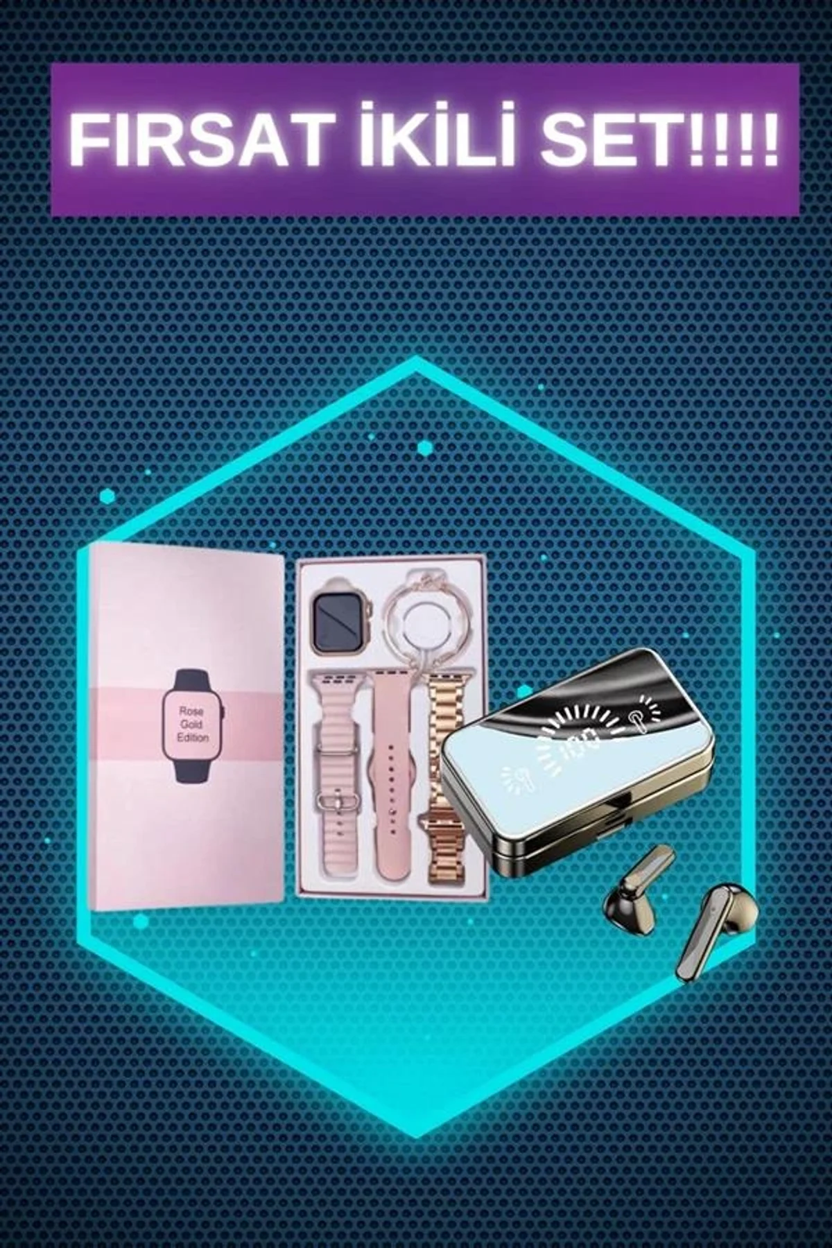 Bileklikli Amoled Ekran Akıllı Saat Ve Dijital Göstergeli Kablosuz Bluetooth Kulaklık Anc/ Enc - Just Cheap Store Görsel 2