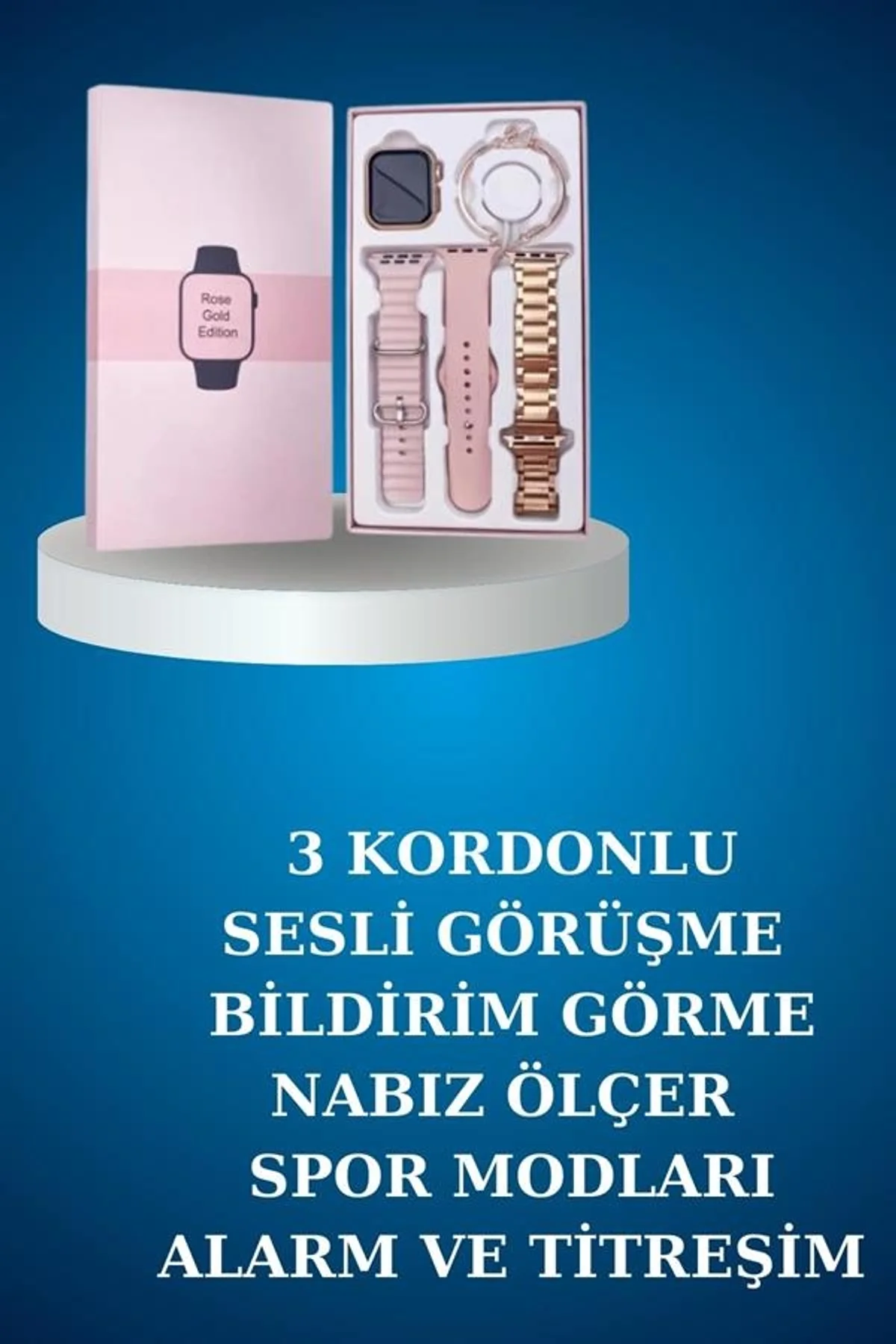 Kablolu Bluetooth Kulaklık Ve Kadınlara Özel Bileklik Hediyeli Yeni Nesil Akıllı Saat 3 Kordonlu - Just Cheap Store Görsel 3