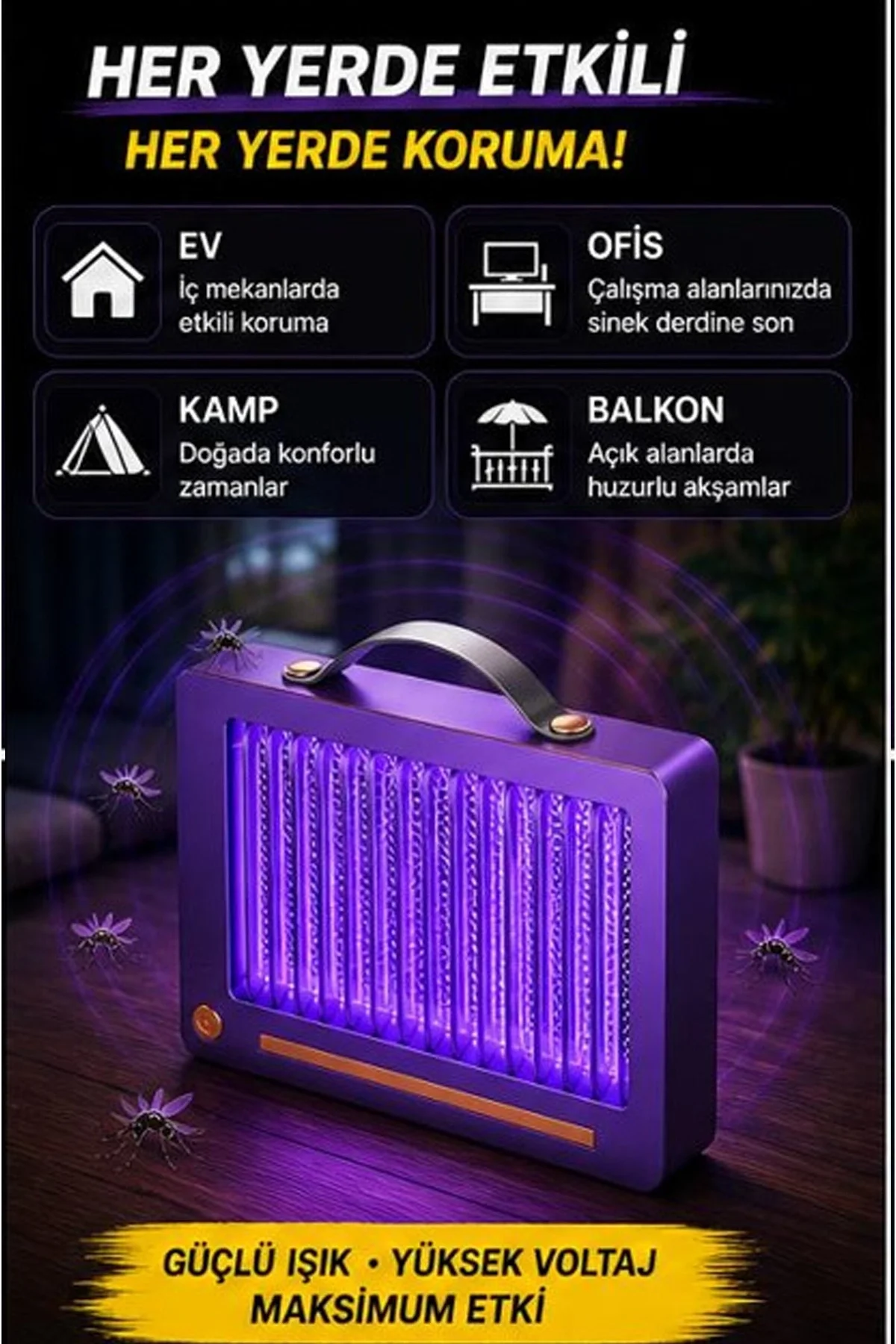 Elektrikli Sinek Öldürücü Lamba | Şarjlı, Sessiz, Led Işıklı Etkili Koruma - Just Cheap Store Görsel 2