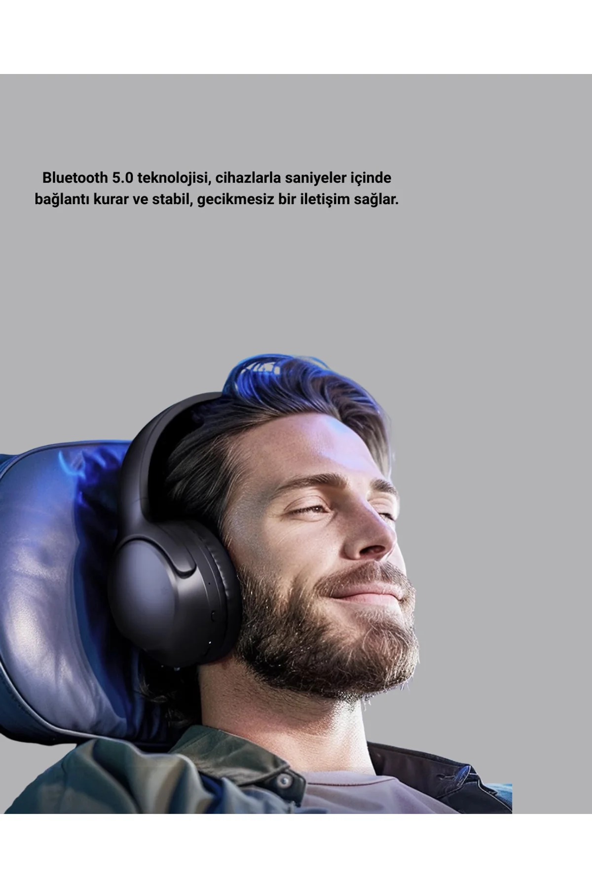 Kablosuz Bluetooth Kulaklık 5.0 18 Saat Kullanım Dinamik Sürücü Siyah Yeni Nesil - Just Cheap Store Görsel 4