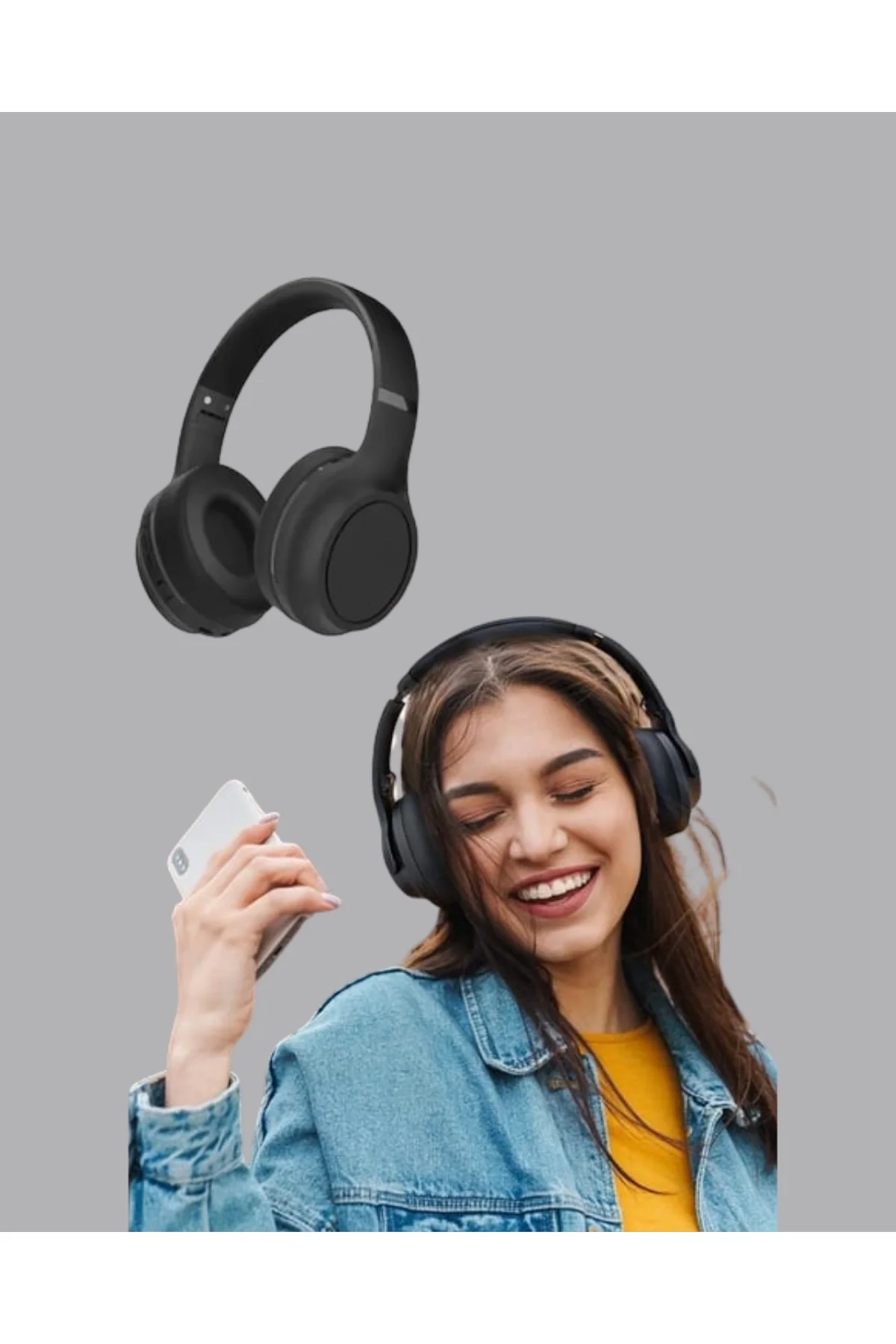 Bluetooth 5.0 Siyah Kablosuz Kulaklık 18 Saat Batarya Katlanabilir Tasarım Yeni Nesil - Just Cheap Store Görsel 5