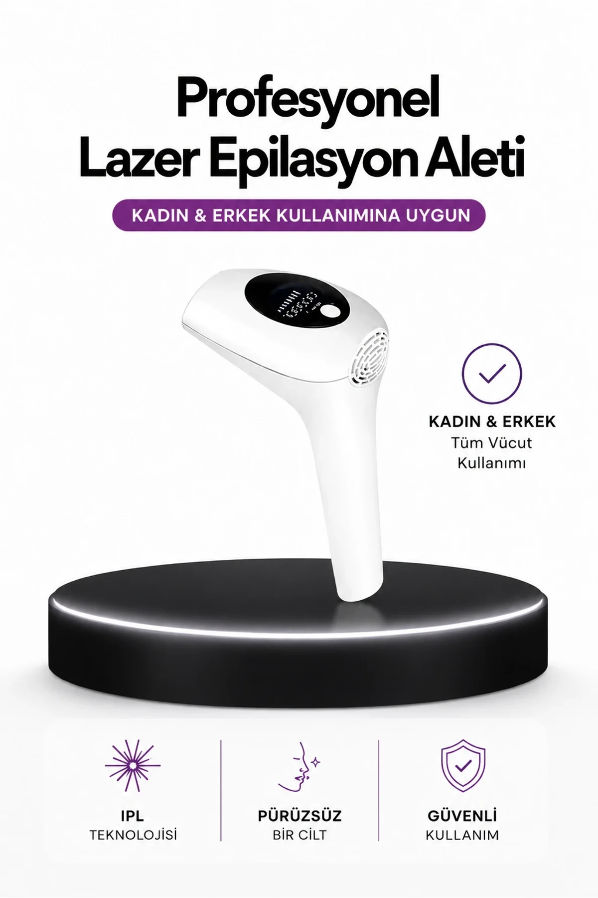Ipl Teknolojili Erkek Ve Kadın Kullanımına Uygun Lazer Epilasyon Cihaz