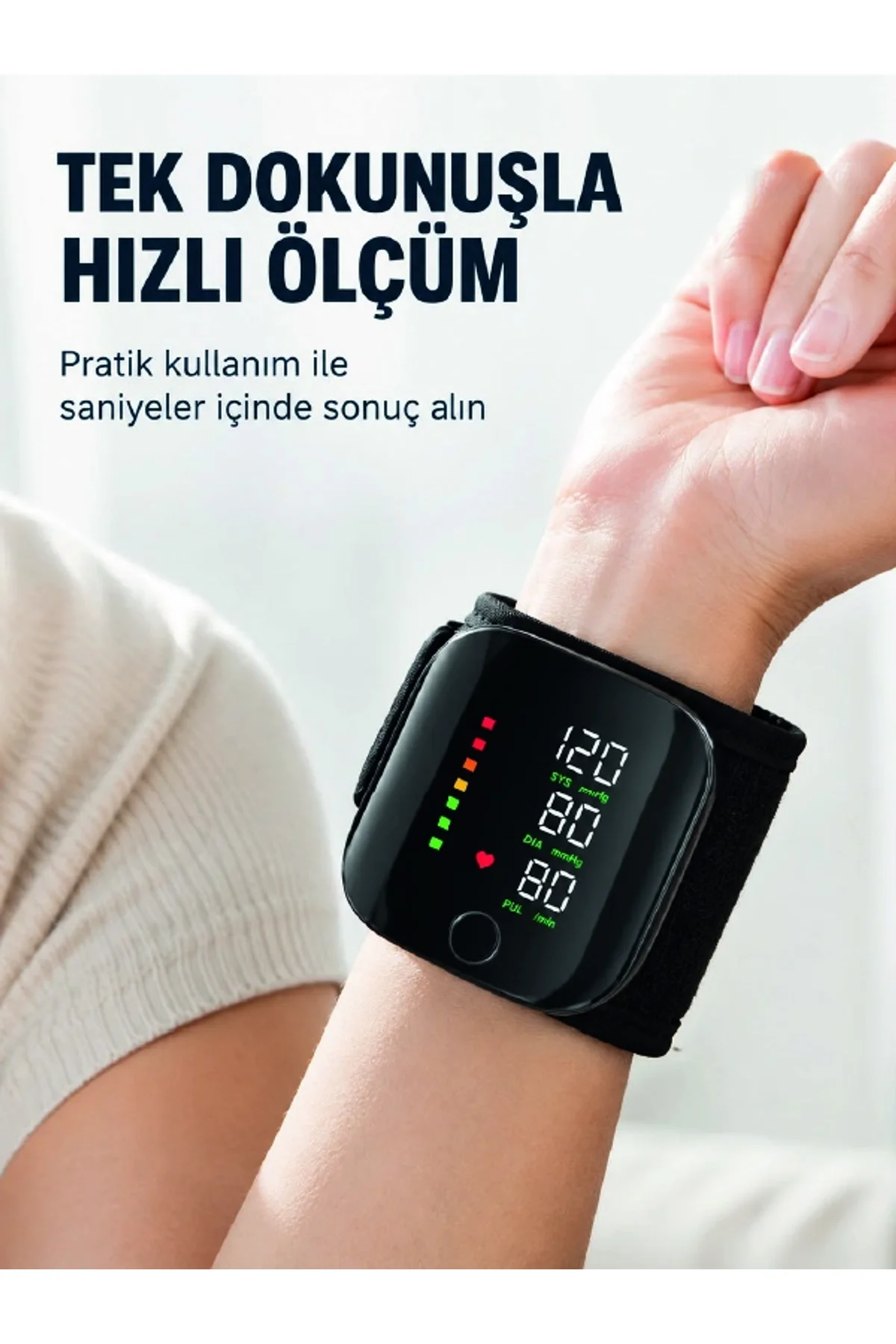 Bilekten Dijital Tansiyon Ölçer Geniş Ekran Ve Kolay Okunabilir Gösterge