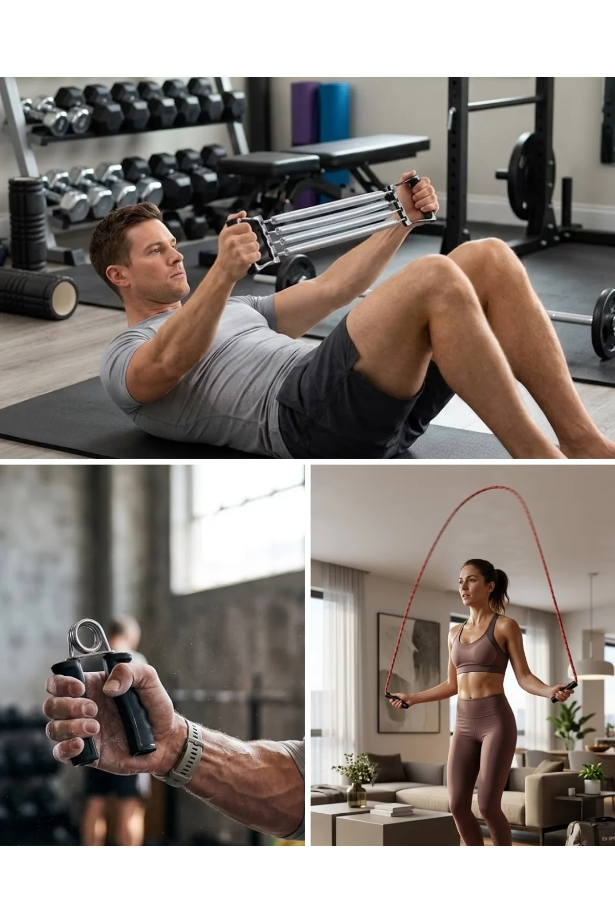 Ev Spor Seti Atlama İpi El Yayı Karın Egzersiz Aleti Fitness Seti