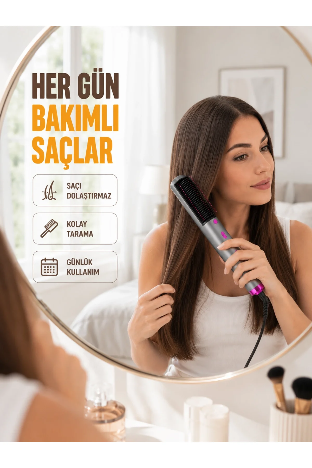 Elektriklenme Önleyici İyonik Saç Şekillendirme Fırçası