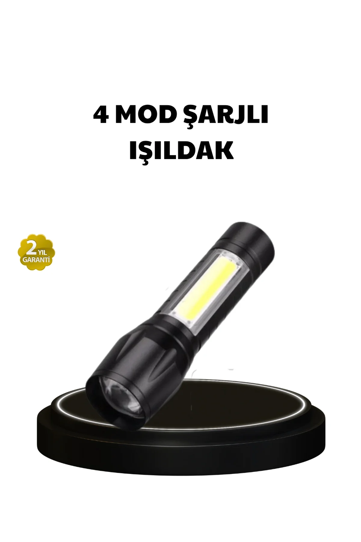 4 Mod Şarjlı Işıldak | Ultra Güçlü Cree Led | Su Geçirmez Alüminyum Gövde