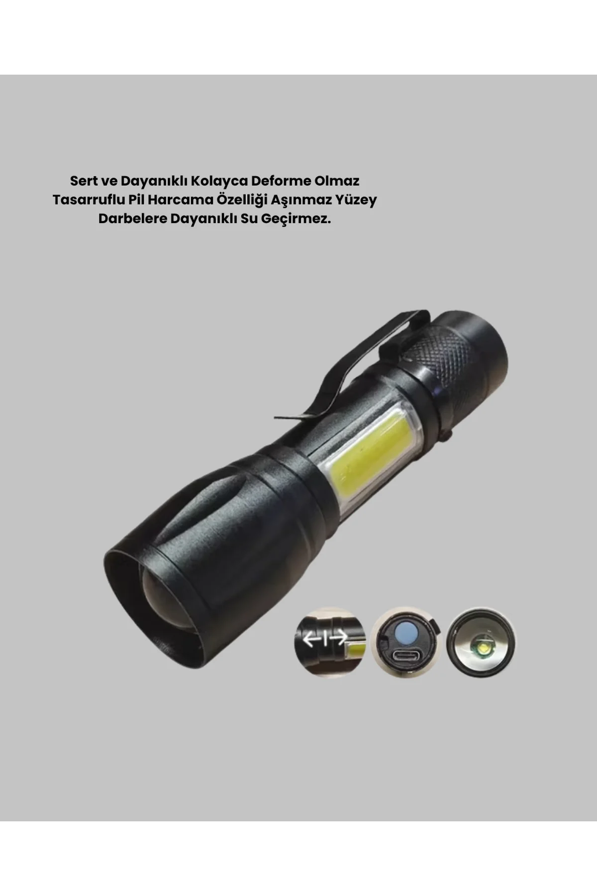 4 Mod Şarjlı Işıldak | Ultra Güçlü Cree Led | Su Geçirmez Alüminyum Gövde - Just Cheap Store Görsel 3