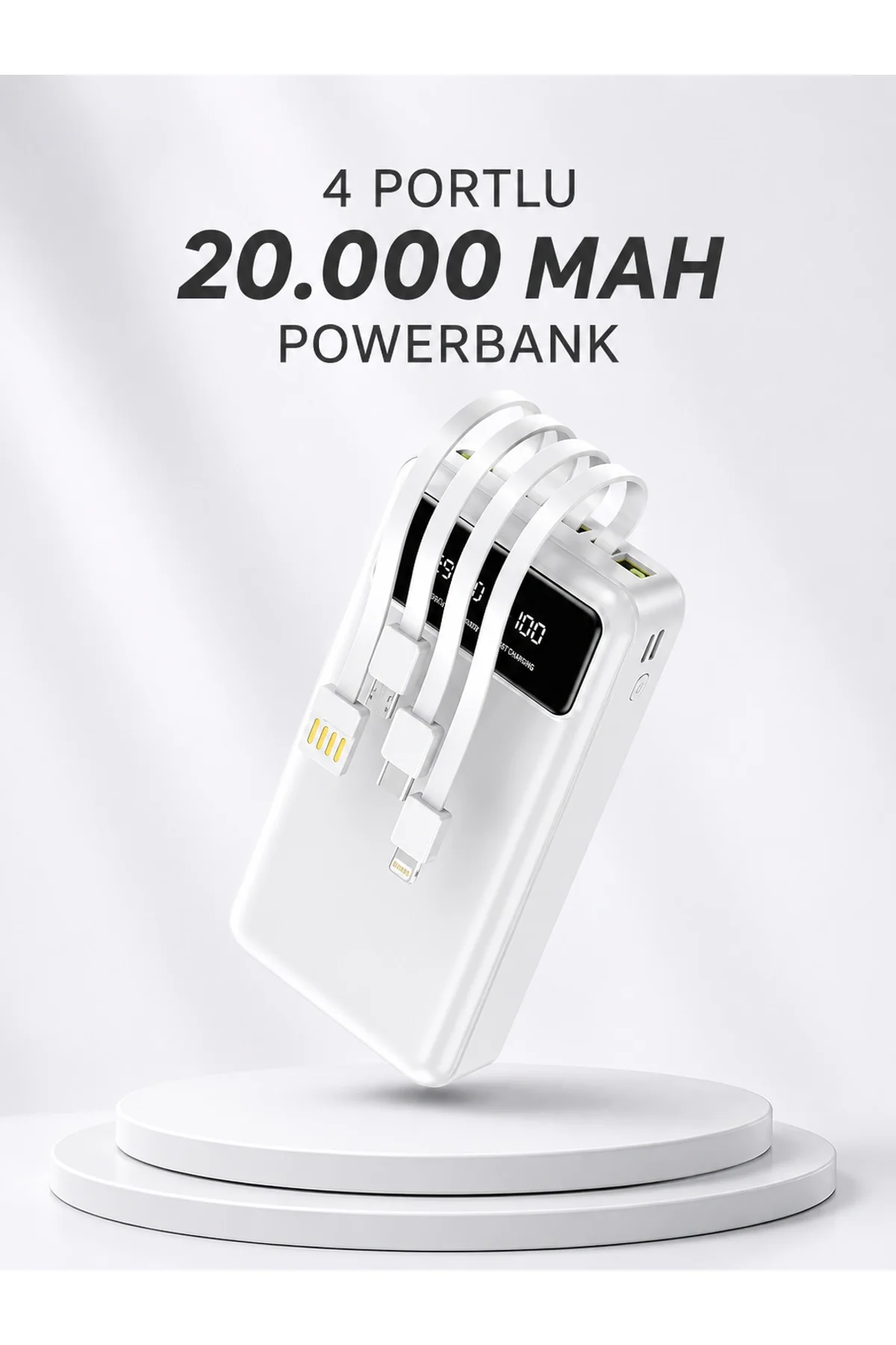 Powerbank Şarj Cihazı 4 Çıkışlı 20.000 Mah Powerbank Kompakt Yüksek Kapasiteli Hızlı Şarj