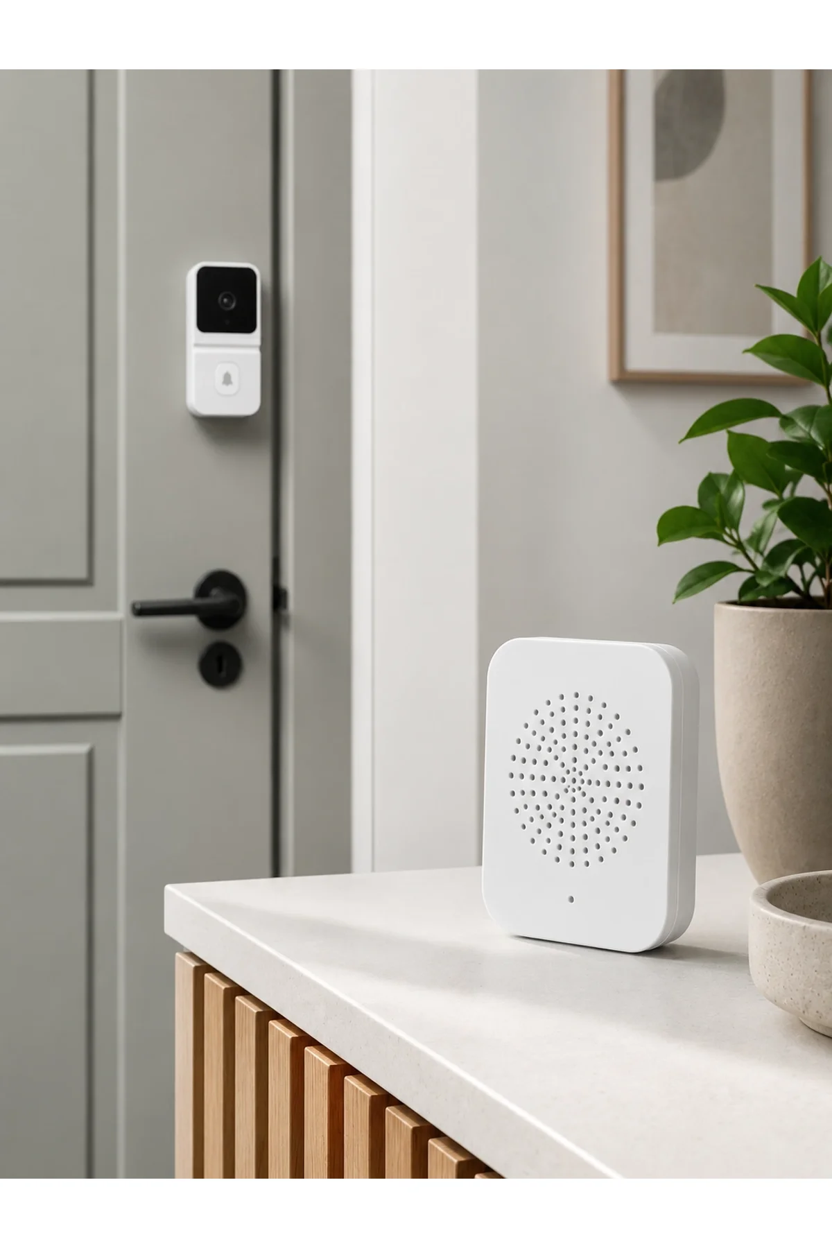 Beyaz Wi-fi Akıllı Görüntülü Kapı Zili Hd Kamera, Gece Görüşü Ve Telefon Bildirimli Kablosuz Kapı Zi - Just Cheap Store Görsel 2