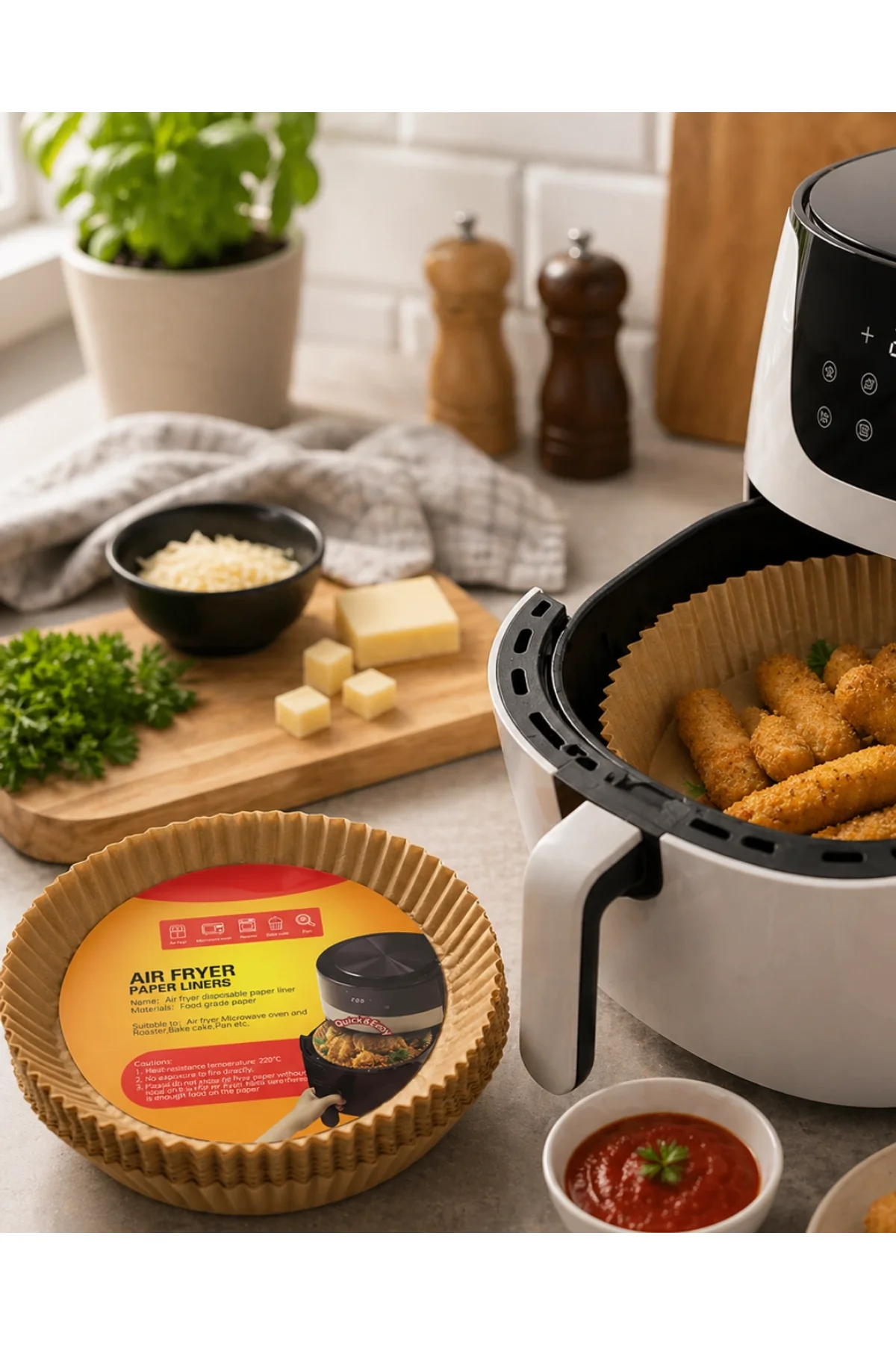 100 Parça Airfryer Kağıdı Tek Kullanımlık Temiz Pişirme Kağıdı
