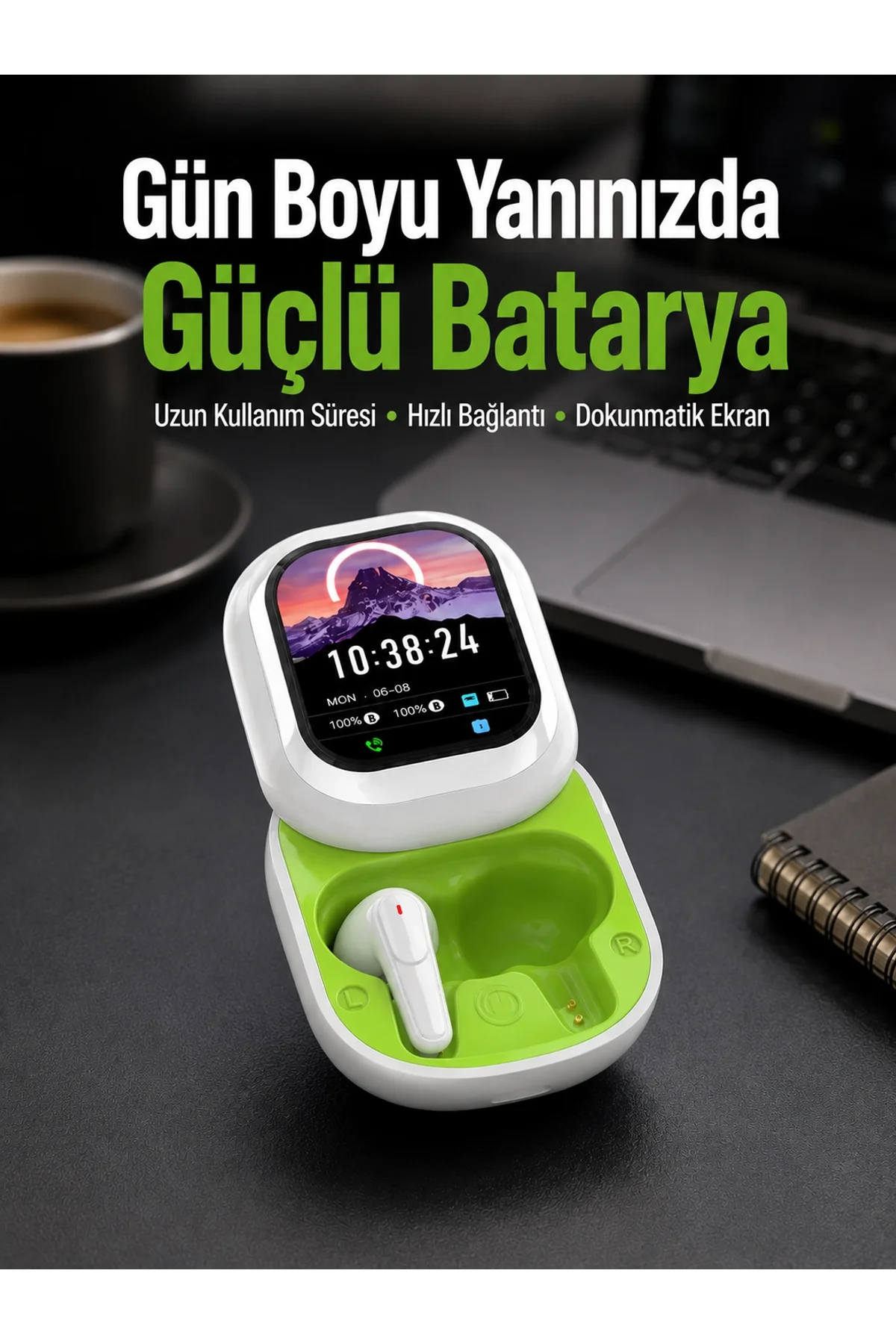 Kayar Kapak Tasarımlı Dokunmatik Ekranlı Kablosuz Bluetooth Kulaklık