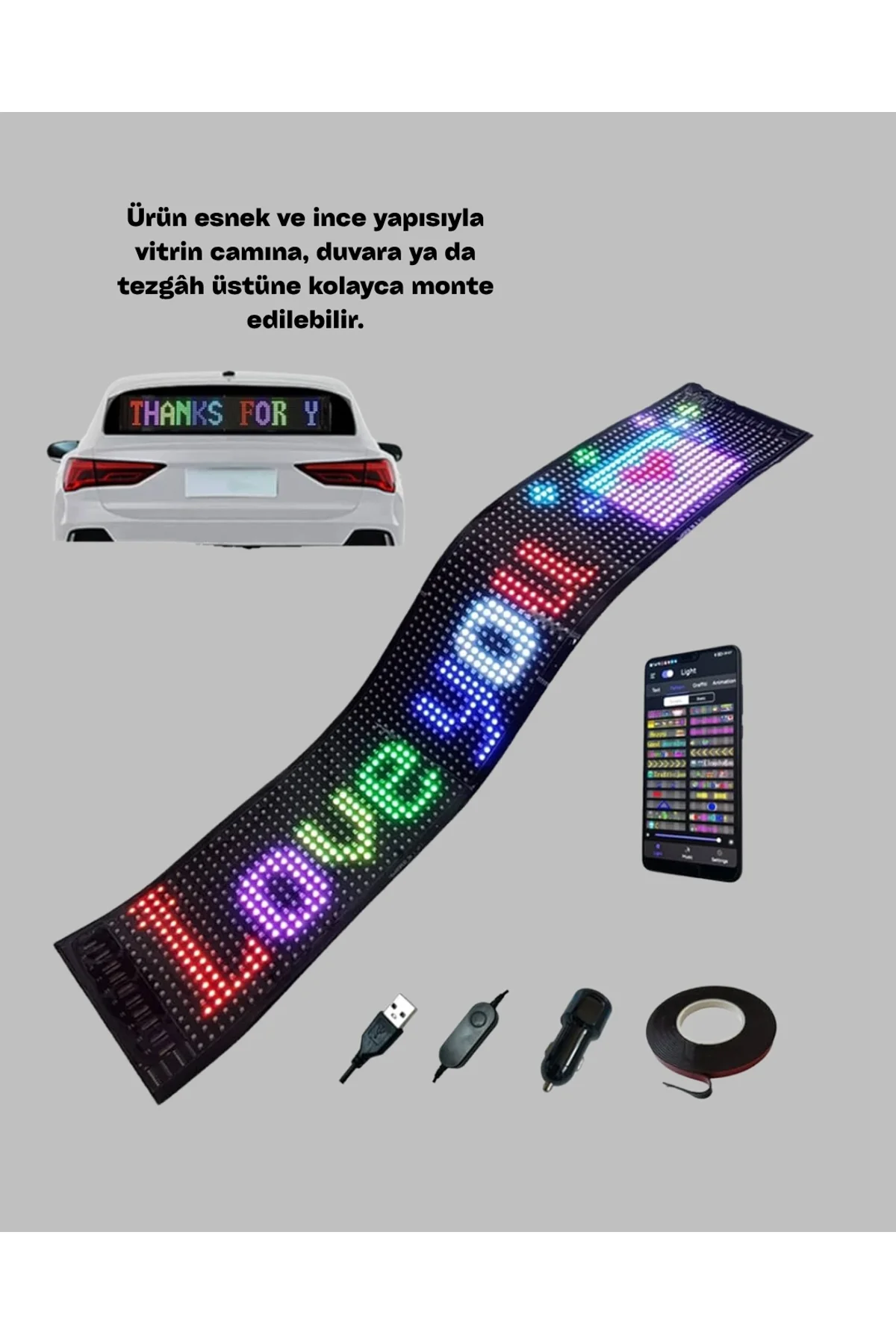 Kayan Yazı Destekli Rgb Led Reklam Paneli Usb İle Kolay Kurulumlu - Just Cheap Store Görsel 3