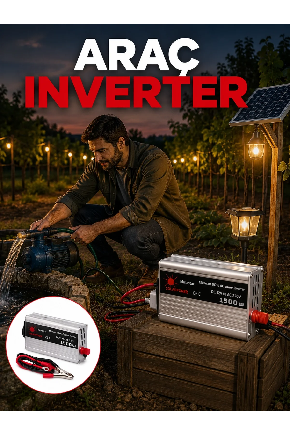 Akü Gücünü Ev Elektriğine Dönüştüren Güçlü İnvertör 1500w