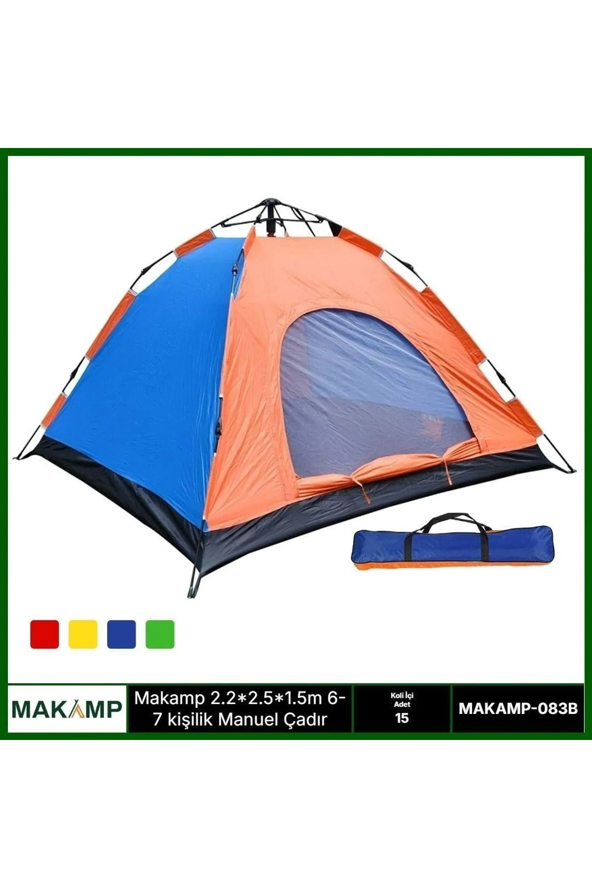 2.2*2.5*1.5m 6-7 Kişilik Manuel Çadır - Just Cheap Store Görsel 2