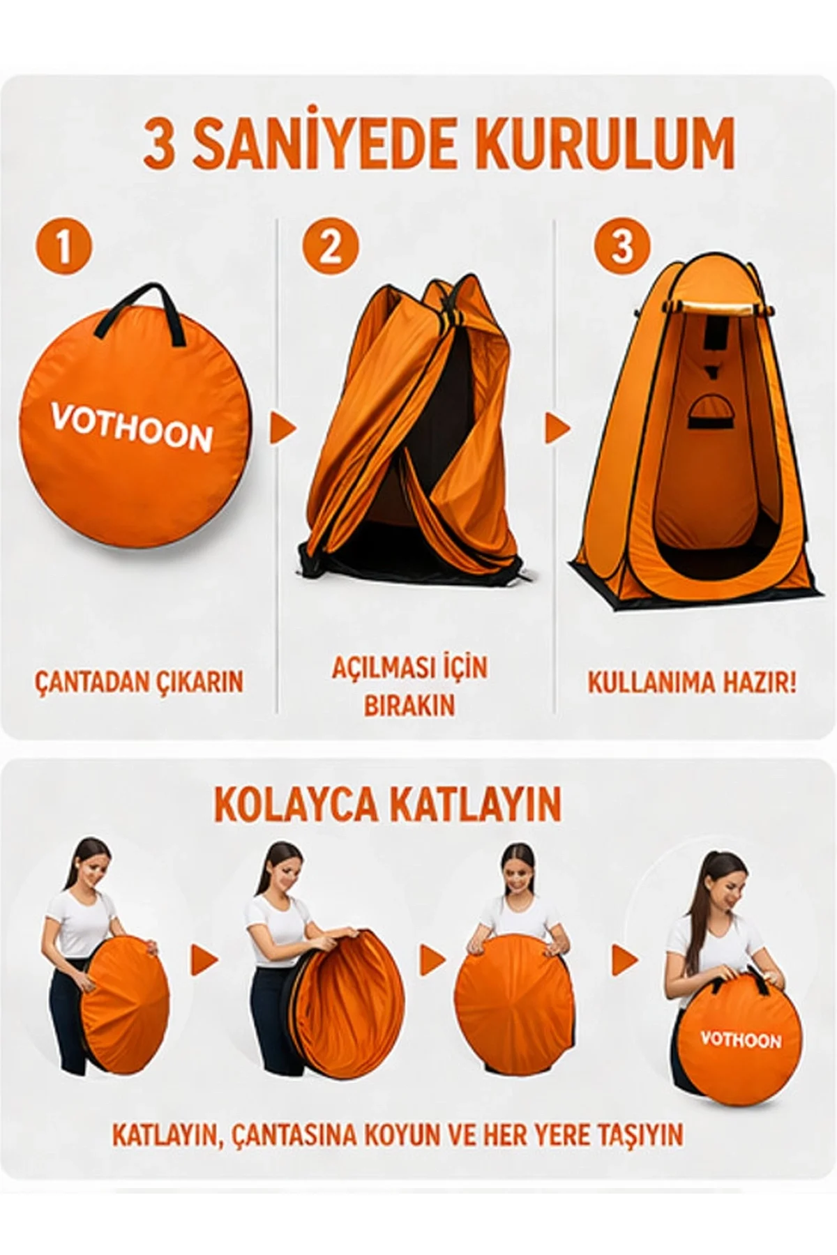 Otomatik Kabin Giyinme Çadırı 120x120x190 Cm Üst Havalandırma Yan Pencereli Duş &amp; Wc Çadırı - Just Cheap Store Görsel 2