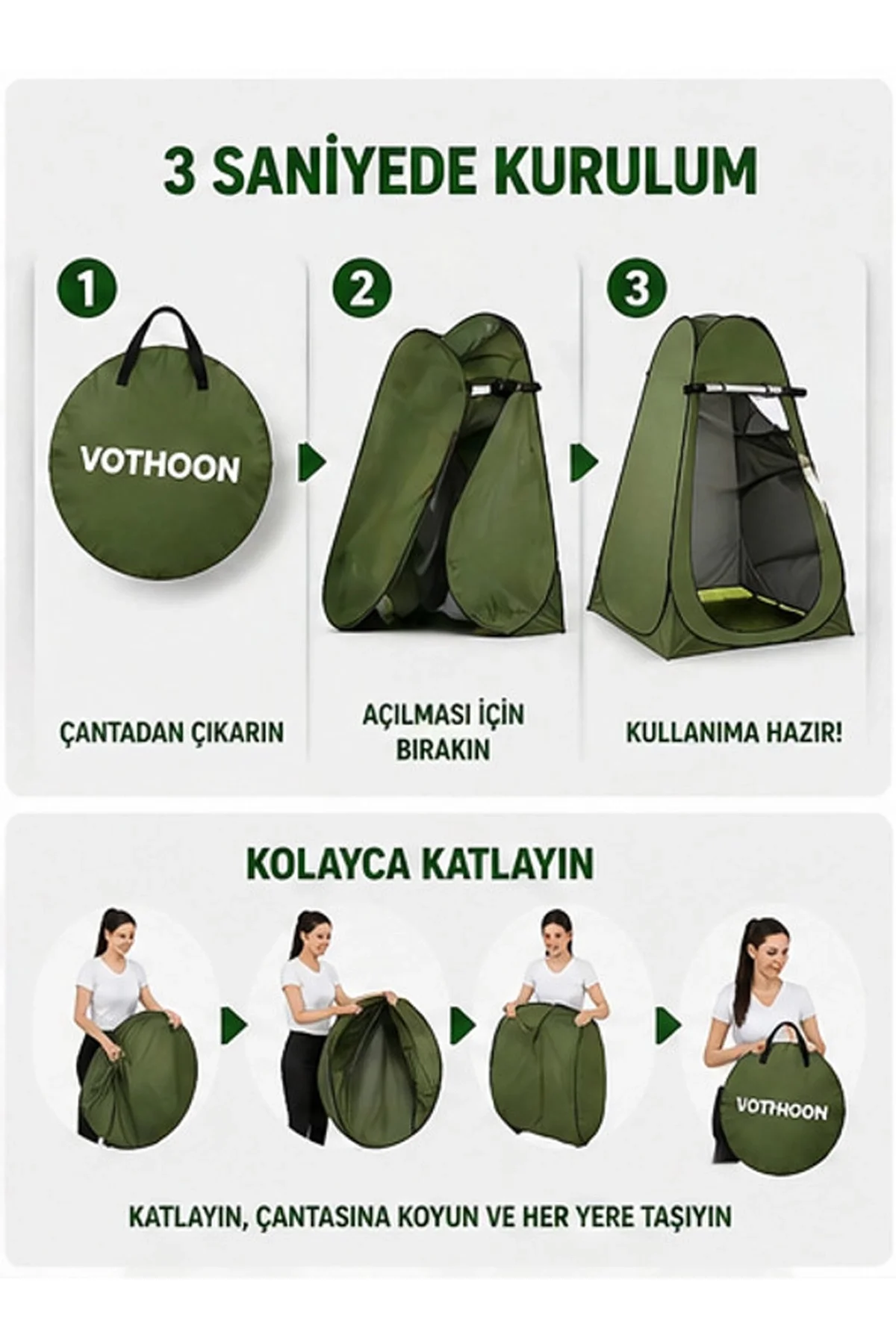Otomatik Kabin Giyinme Çadırı 120x120x190 Cm Üst Havalandırma Yan Pencereli Duş &amp; Wc Çadırı - Just Cheap Store Görsel 2