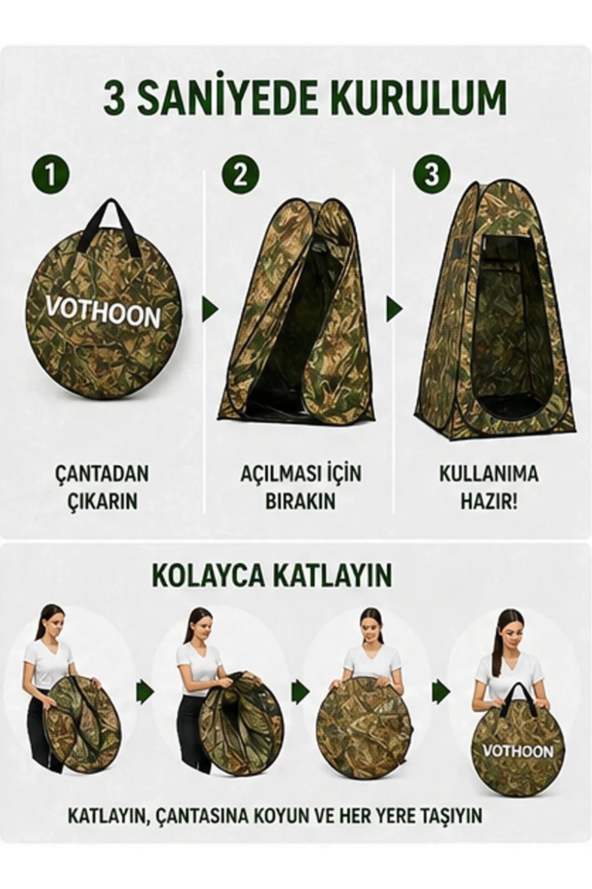 Otomatik Kabin Giyinme Çadırı 120x120x190 Cm Üst Havalandırma Yan Pencereli Duş &amp; Wc Çadırı - Just Cheap Store Görsel 2